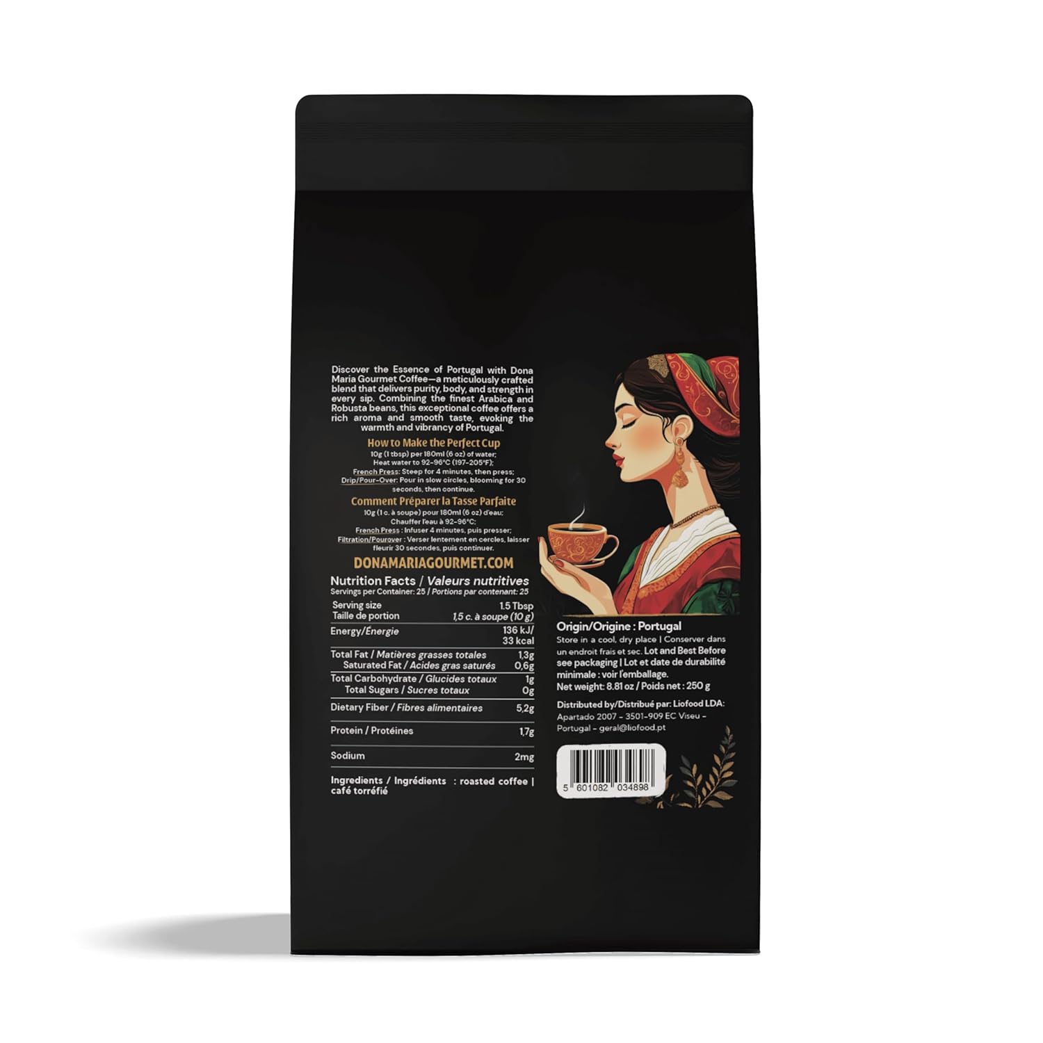 Premium Portuguese Ground Coffee: Artisanal Blend of Arabica & Robusta in 8.82 oz - A Journey to Portugal's Finest Coffee Estates with Every Brew