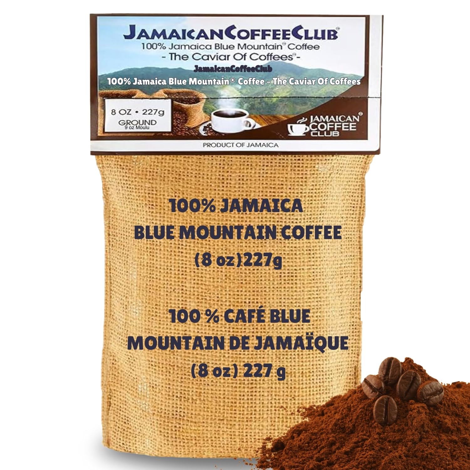 JamaicanCoffeeClub 100% Jamaican Blue Mountain Coffee Ground – Fresh Roasted Beans, Smooth Bold Flavor, Premium Coffee from Jamaica, Medium Grind – Rich Taste Gourmet Blend (8 Ounce, Pack of 1)