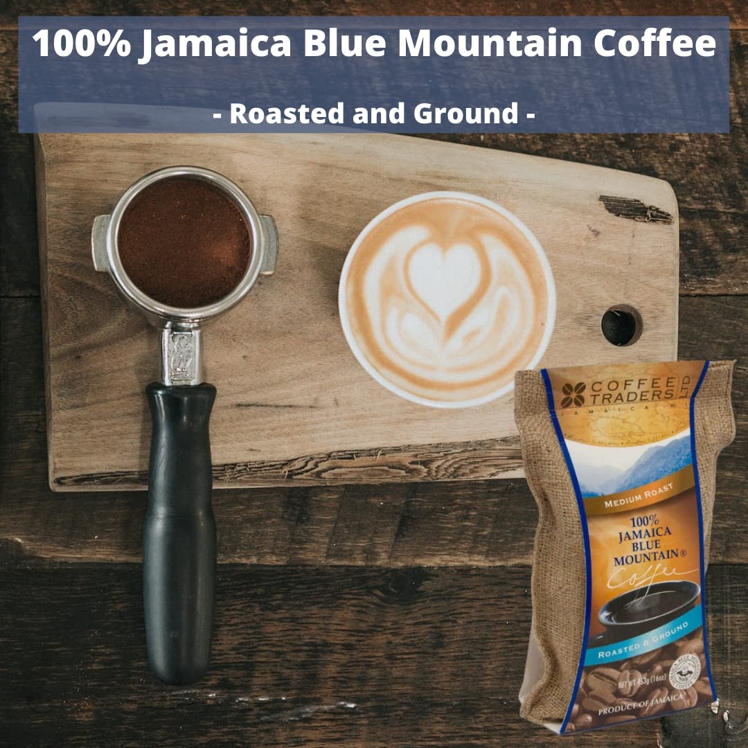 Jamaica Blue Mountain Coffee Certified 100% Pure, Roasted Ground 1 Lb