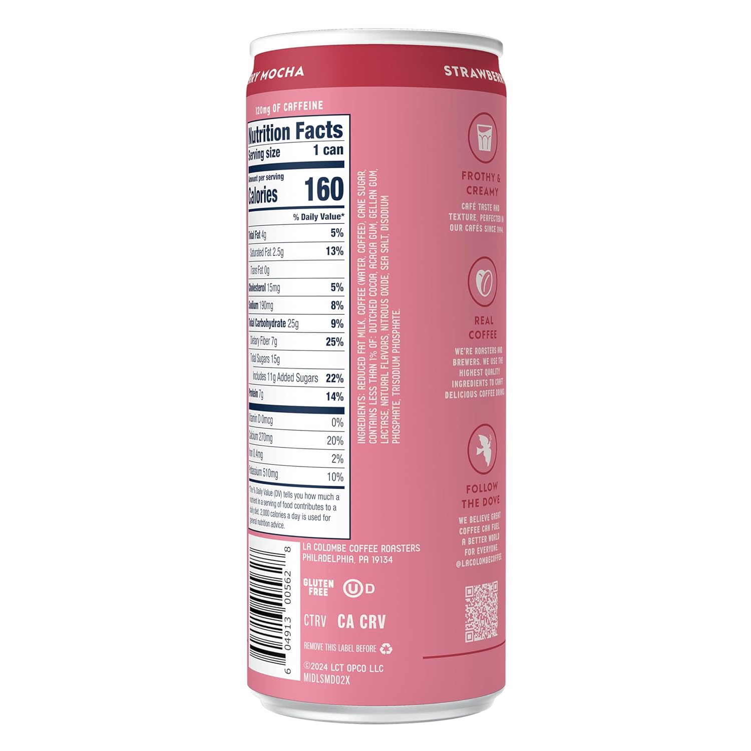 La Colombe Coffee, Strawberry Mocha Cold Brew Draft Latte, 11 fl oz Cans (Pack of 12)