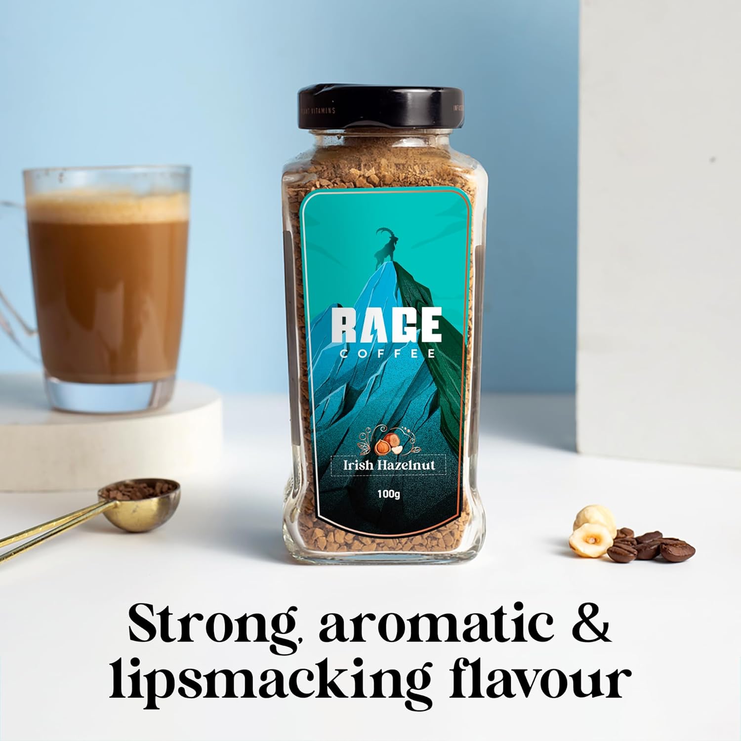 Irish Hazelnut - Flavored Instant Coffee Powder for Both Hot & Cold Coffee, 100% Single Origin Arabica Coffee Beans Powder (IRISH HAZELNUT, 100gm)
