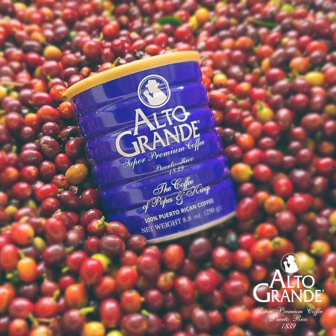 Alto Grande Super Premium Coffee Ground, Single Origin, Puerto Rico, 8.8 Ounce Canister (Pack of 6)