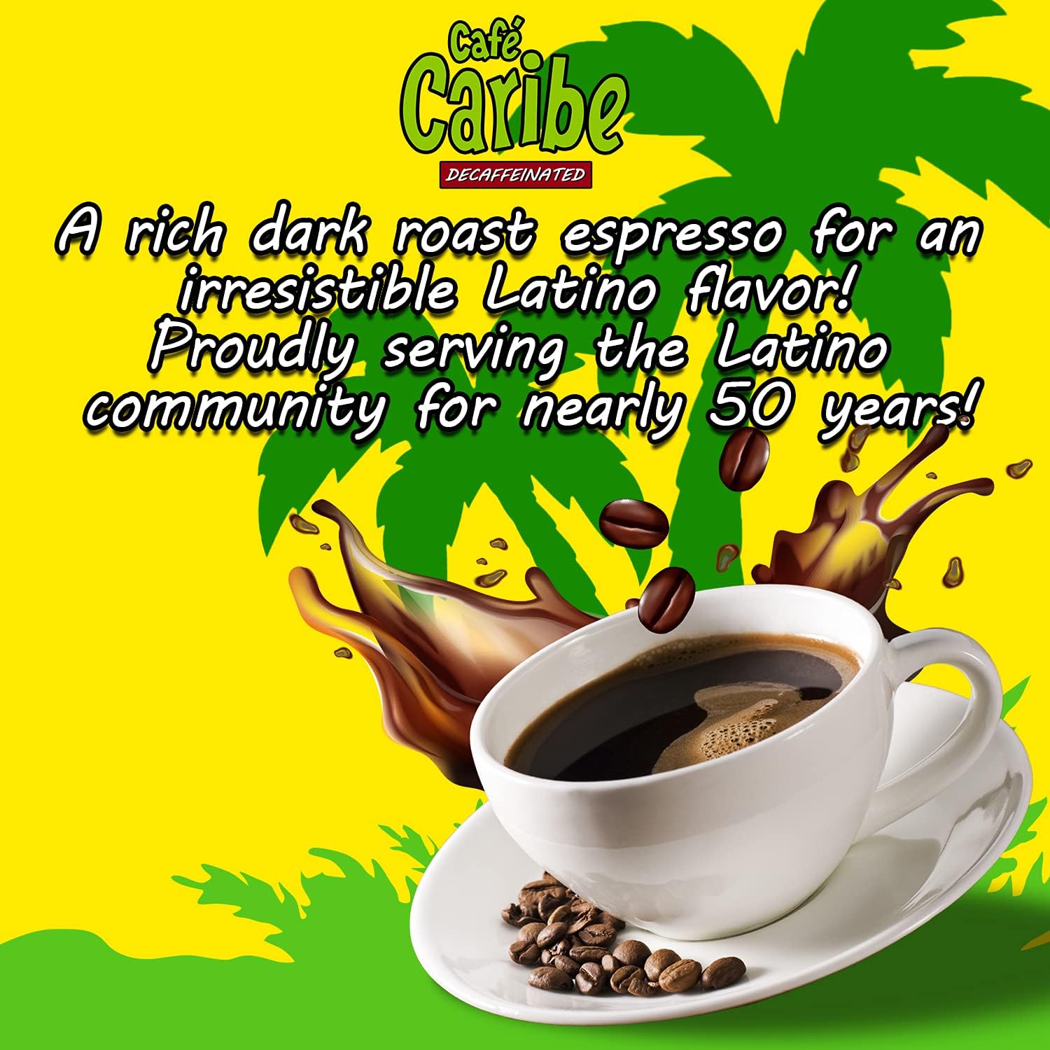 Generic CAFE CARIBE Decaf Espresso Coffee, Dark Roast, 100% Decaffeinated Espresso Ground Coffee with a Latino Taste Blend, Freshly Sealed in Canister (10 Ounce Can, Pack of 2)