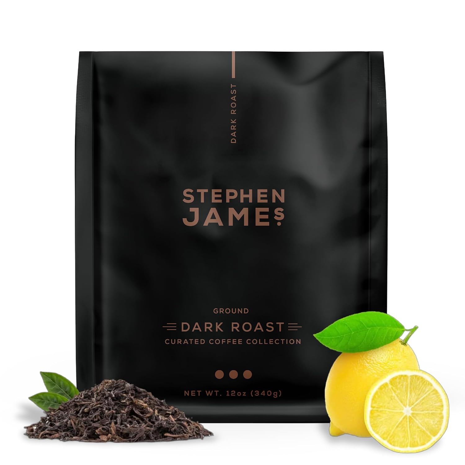 Stephen James Coffee, Premium Bagged Dark Roast Ground Coffee, 12 oz. Bag