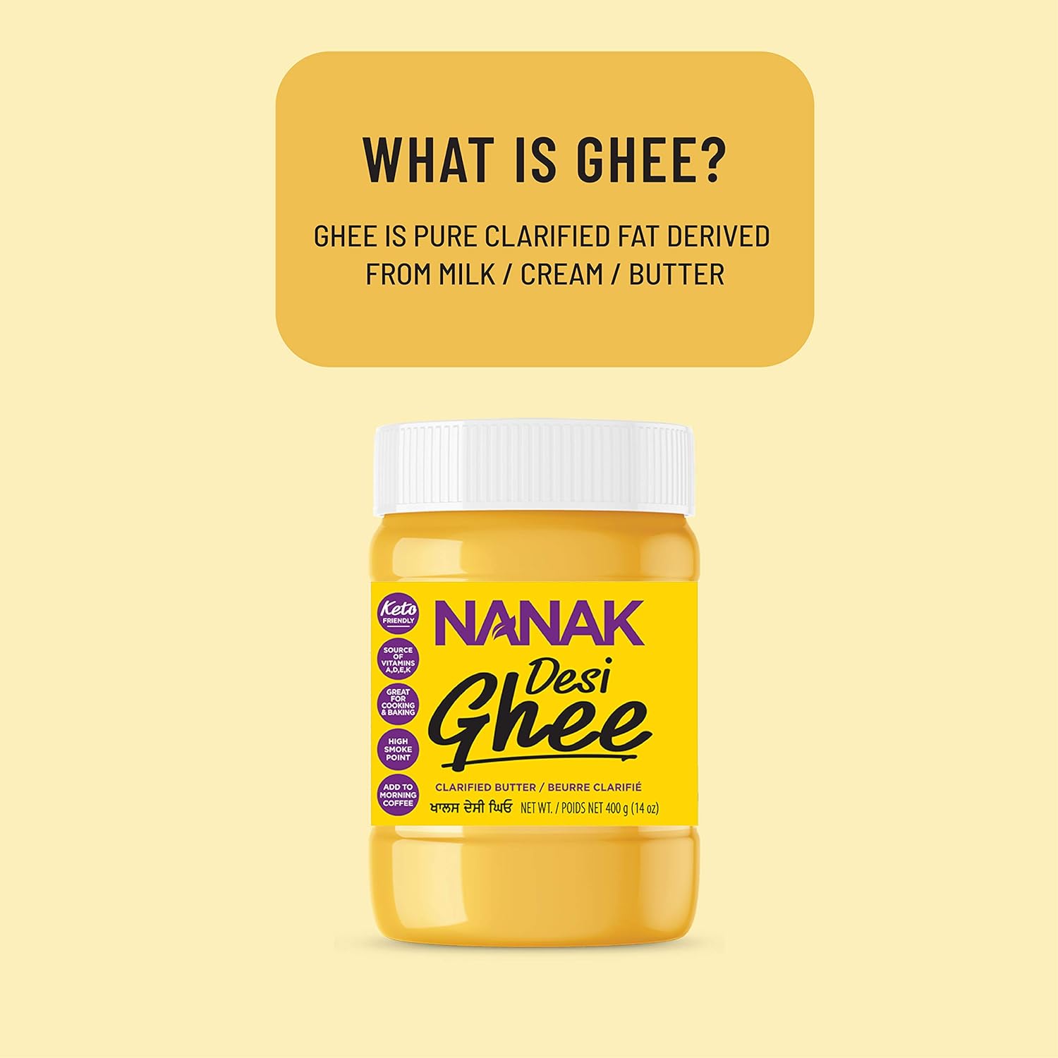 Nanak Pure Desi Ghee, Clarified Butter, 56-Ounce Jar