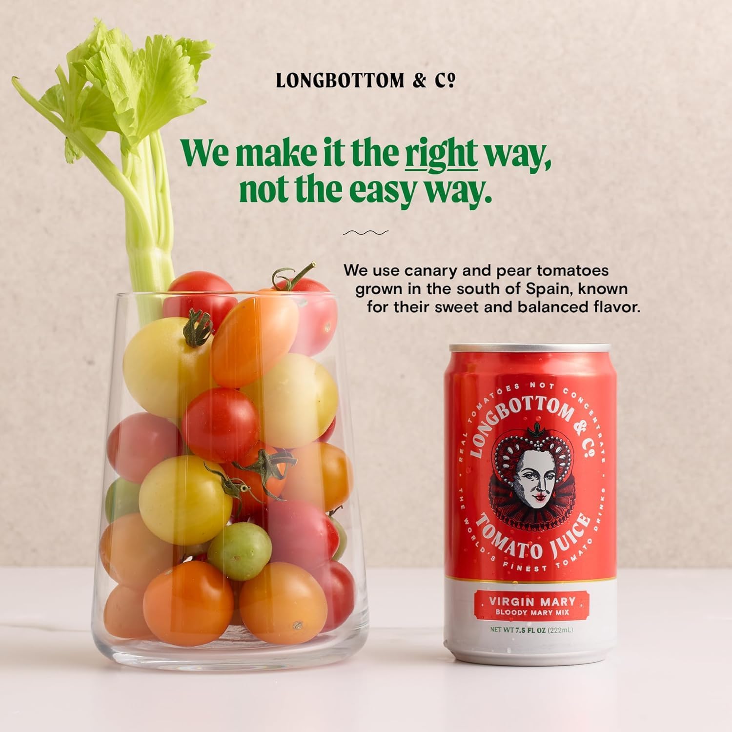 Longbottom & Co. Virgin Bloody Mary Mix/Tomato Juice | Premium Made with Fresh Pressed Tomatoes | Low in Sodium | 7.5 Fl Oz (4 Pack)