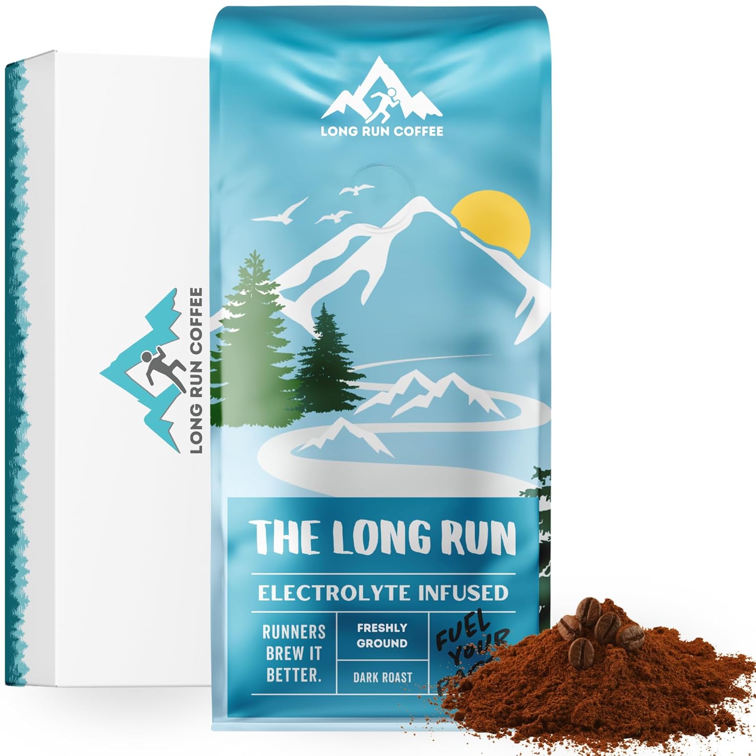 Long Run Coffee – Hydrating Coffee with Electrolytes – All Natrual Energy + Hydration + Recovery for Athletes – Stomach Friendly Electrolyte Coffee for Runners (1 lb, Dark Roast)