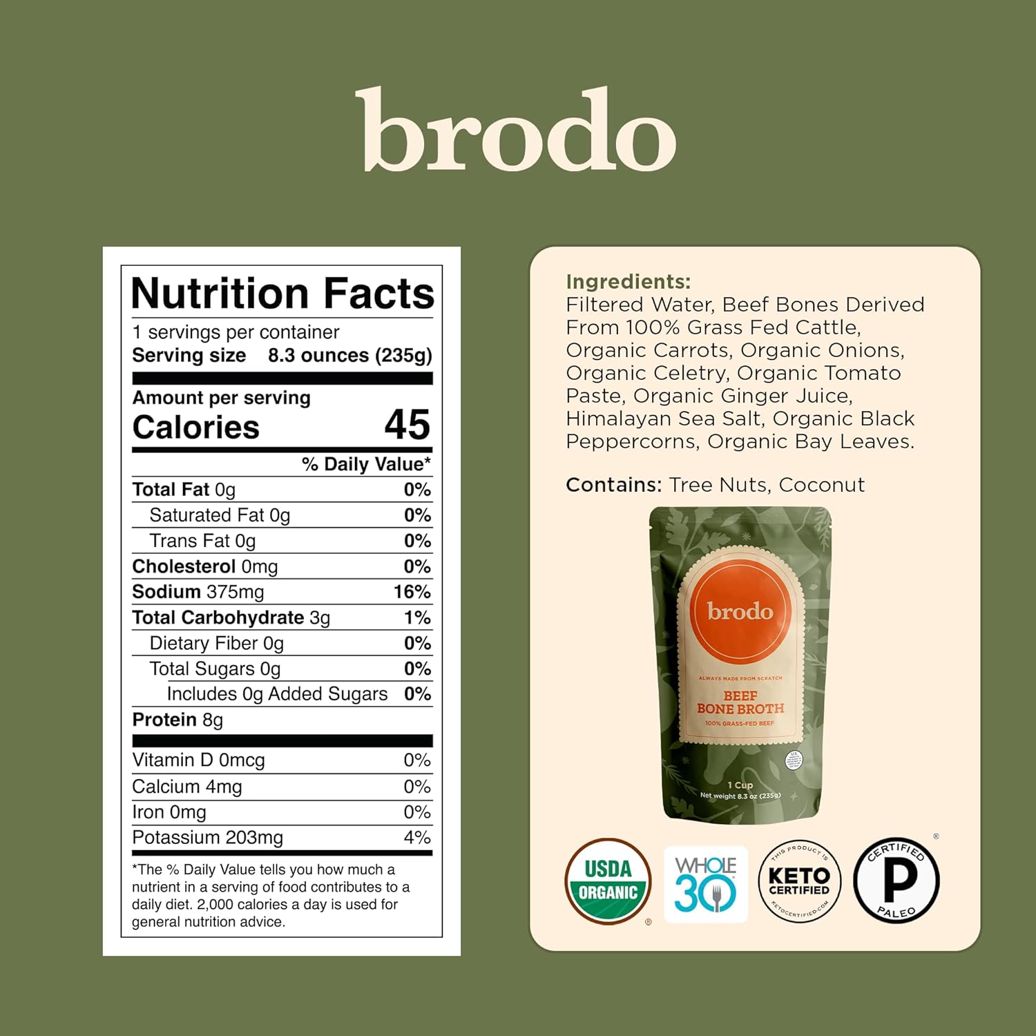 Brodo Classic Variety Pack with Collagen & Protein, Includes Organic Chicken, 100% Grass-Fed Beef, & Hearth Bone Broths for Sipping & Cooking, Nutrient-Dense & Slow-Simmered for Deep Flavor (6x 8.3oz)