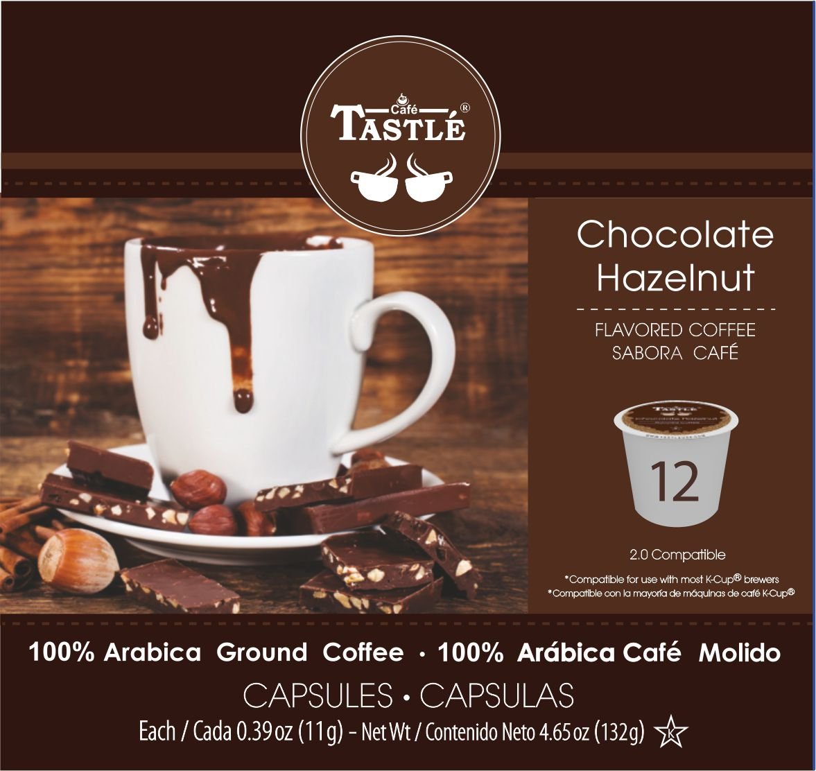 Cafe Tastlé Chocolate Hazelnut Single Serve Coffee, 24 Count