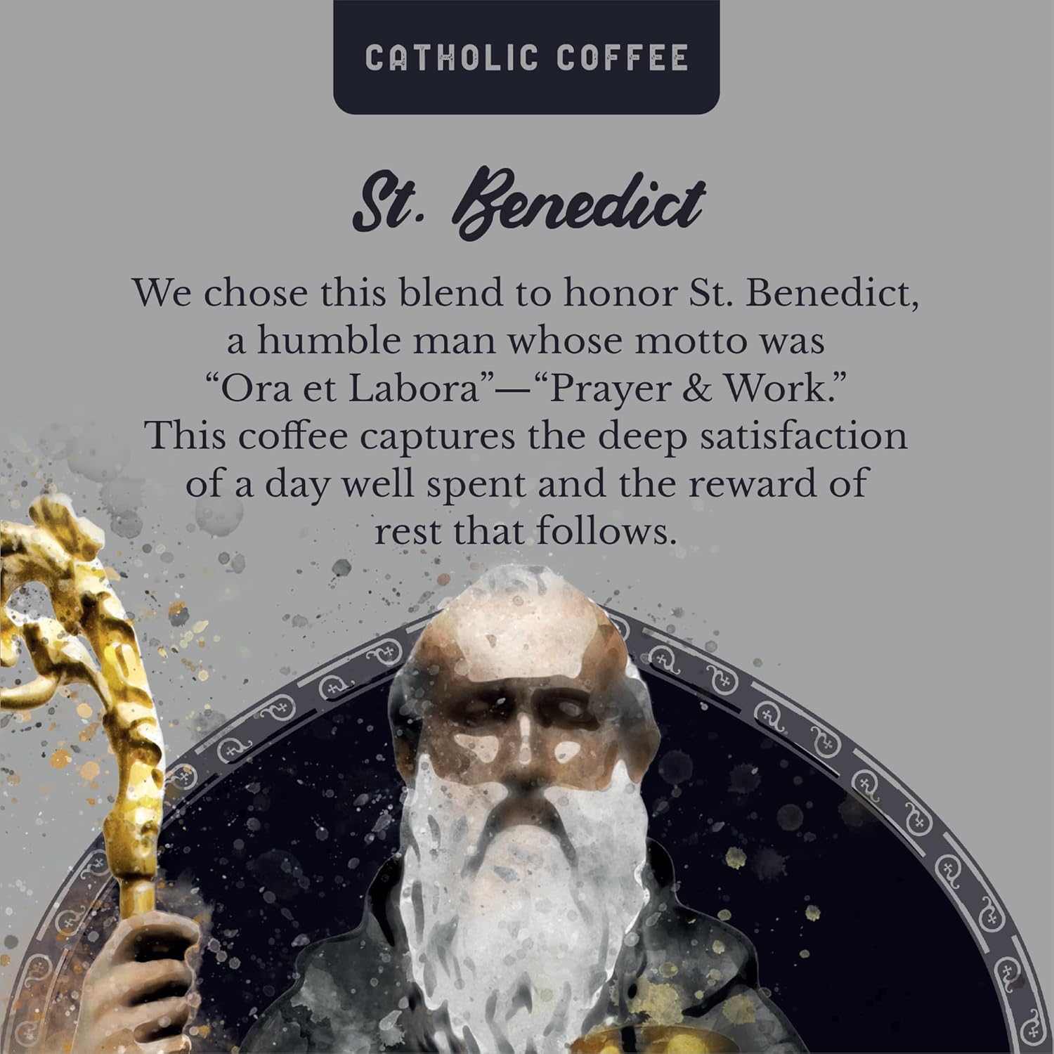 St. Benedict Chocolate Hazelnut Blend Medium Roast Catholic Coffee (Ground) 12 ounces - Small-Batch Crafted, For Catholic Faithful & Coffee Lovers