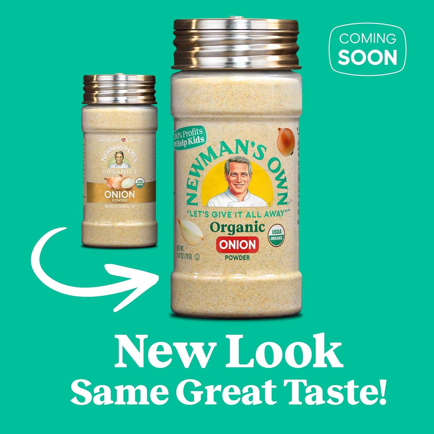 Newman's Own Organic Onion Powder; Great on Soups, Stews, and Savory Recipes, USDA Certified Organic, Non-GMO, Kosher, 2.47 Oz. Bottle