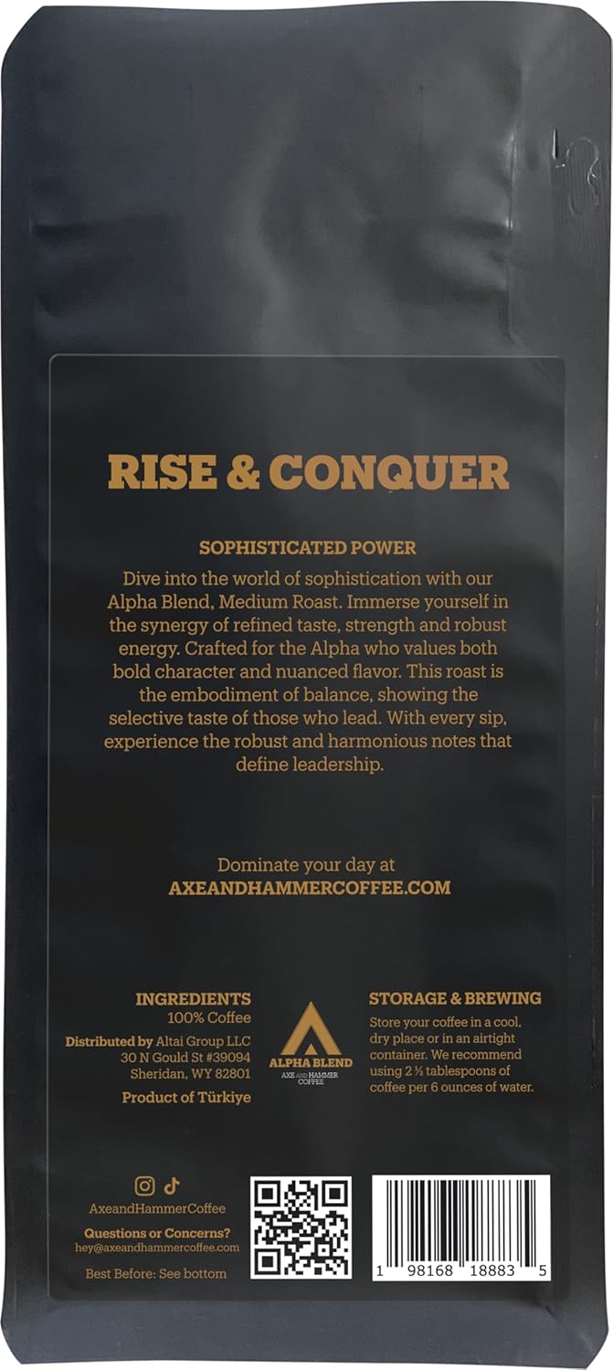 Axe and Hammer Coffee Alpha Blend, Medium Roast Ground, Premium & Intense Coffee Blend, 12 oz
