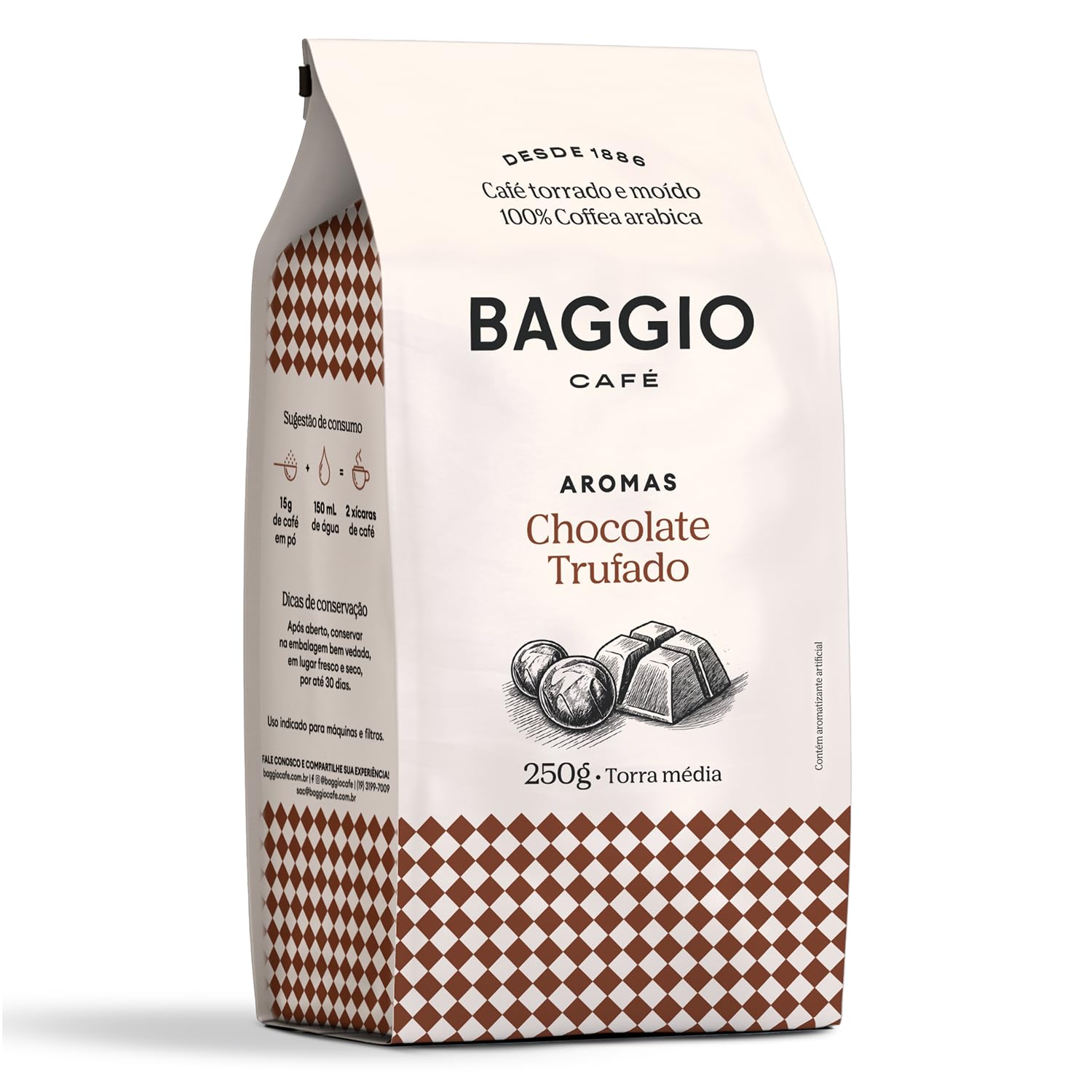 Baggio Café Ground Gourmet Coffee Flavored Truffled Chocolate - Medium Roast 8.8 oz