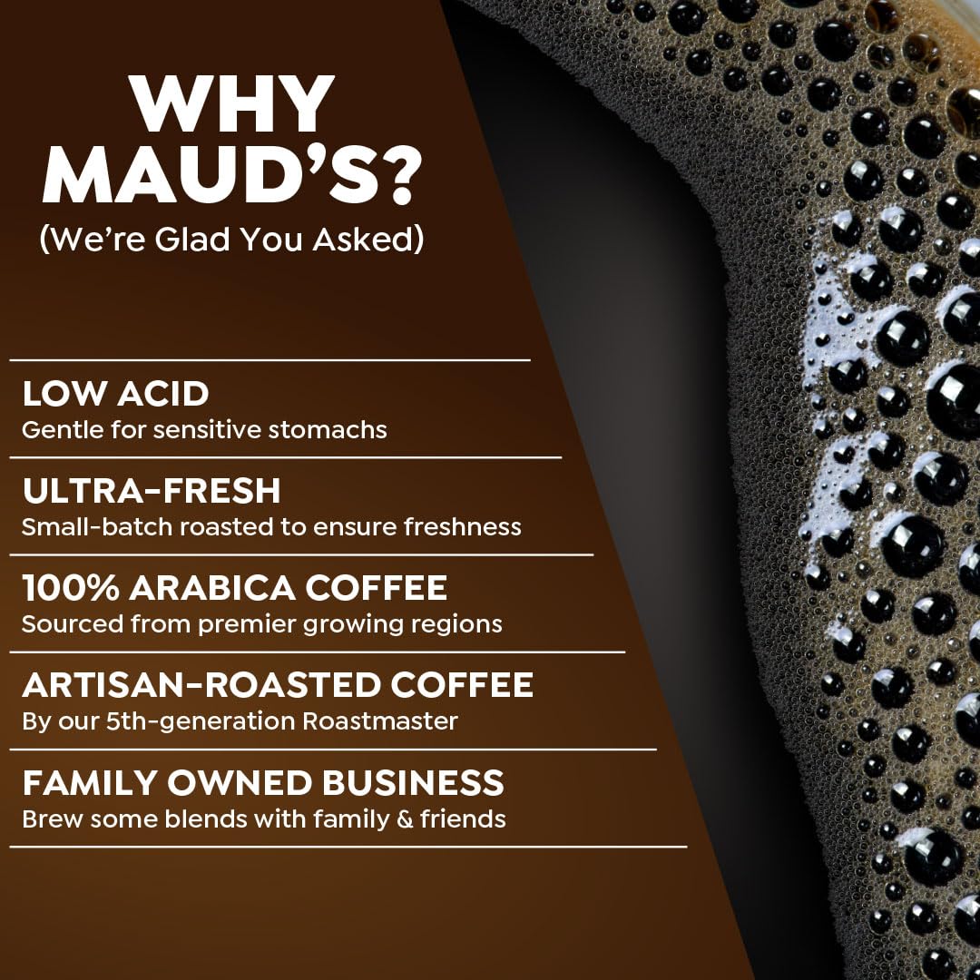 Maud's Dark Roast Ground Coffee, 1 Bag (20 oz), 100% Arabica Coffee, 52 Servings
