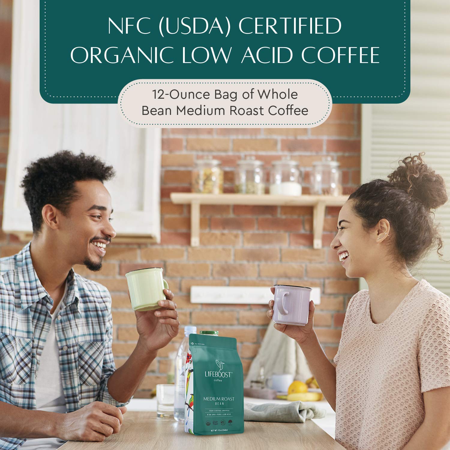 Lifeboost Coffee Whole Bean & Ground Coffee - 2 Pack Bundle - Low Acid Medium Roast x 2