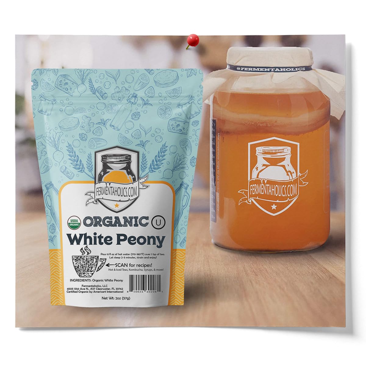 Fermentaholics USDA Certified Organic Loose Leaf White Peony Tea - Perfect For Kombucha Brewing