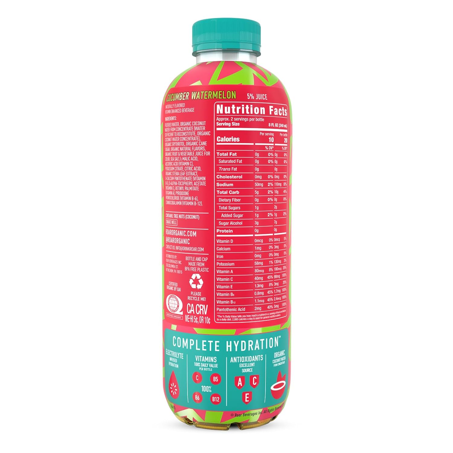 ROAR Complete Hydration Organic Variety Pack - Electrolyte Drinks Loaded with Vitamins C, B5, B12 - Hydrating Beverage Non-GMO, Gluten-Free - 12 pc