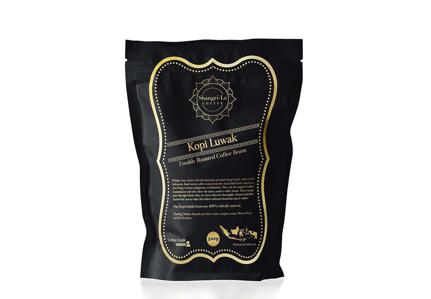 Shangri-La Coffee - Wild Kopi Luwak Coffee - Sustainably Sourced (from Indonesia) - Whole Bean and Ground Beans in Various Weights Available