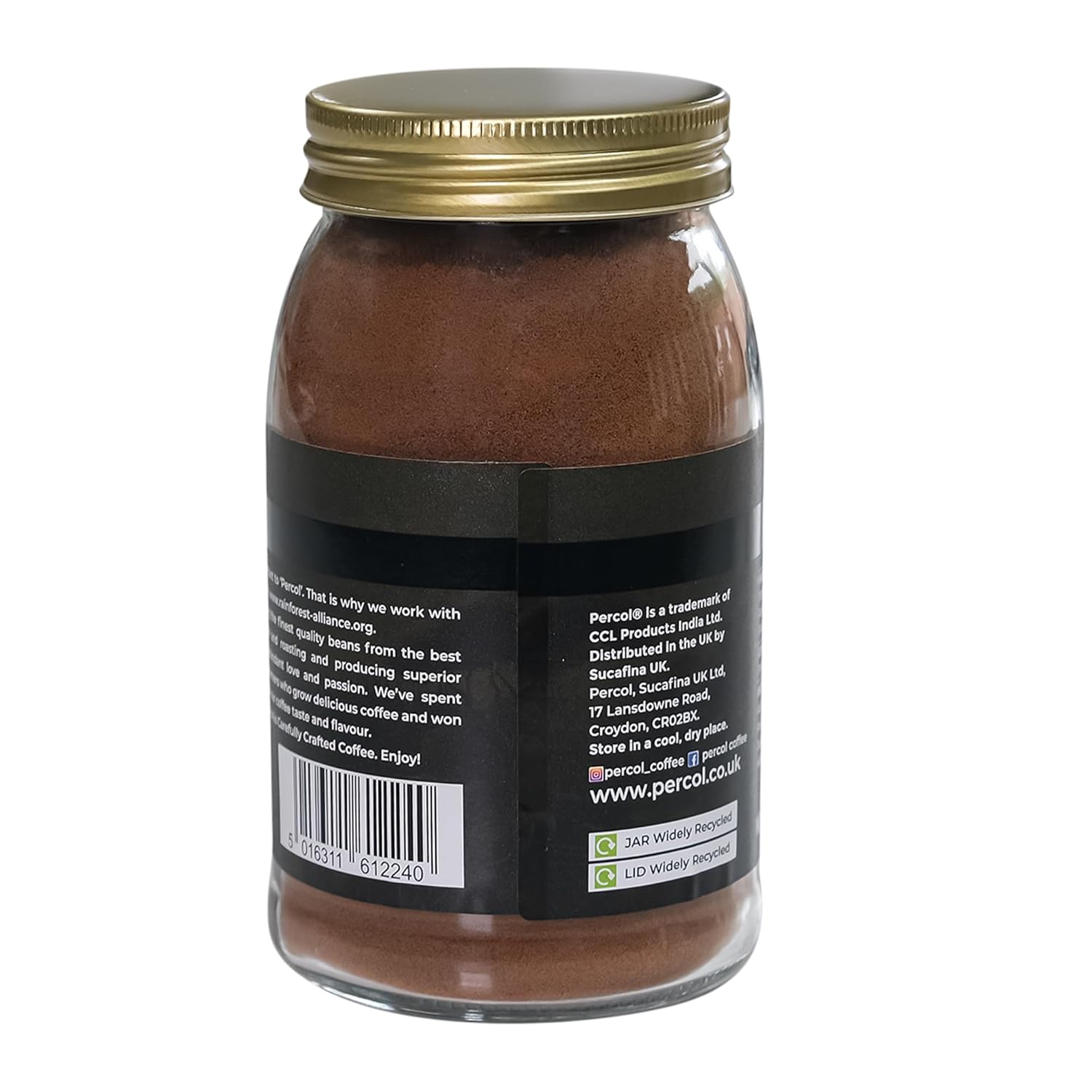 PERCOL ESPRESSO NOIR Instant Coffee Full-Flavored Taste & Silky Crema Finish – Dark, Intense Robusta Blend 3.5 oz 1 Pk