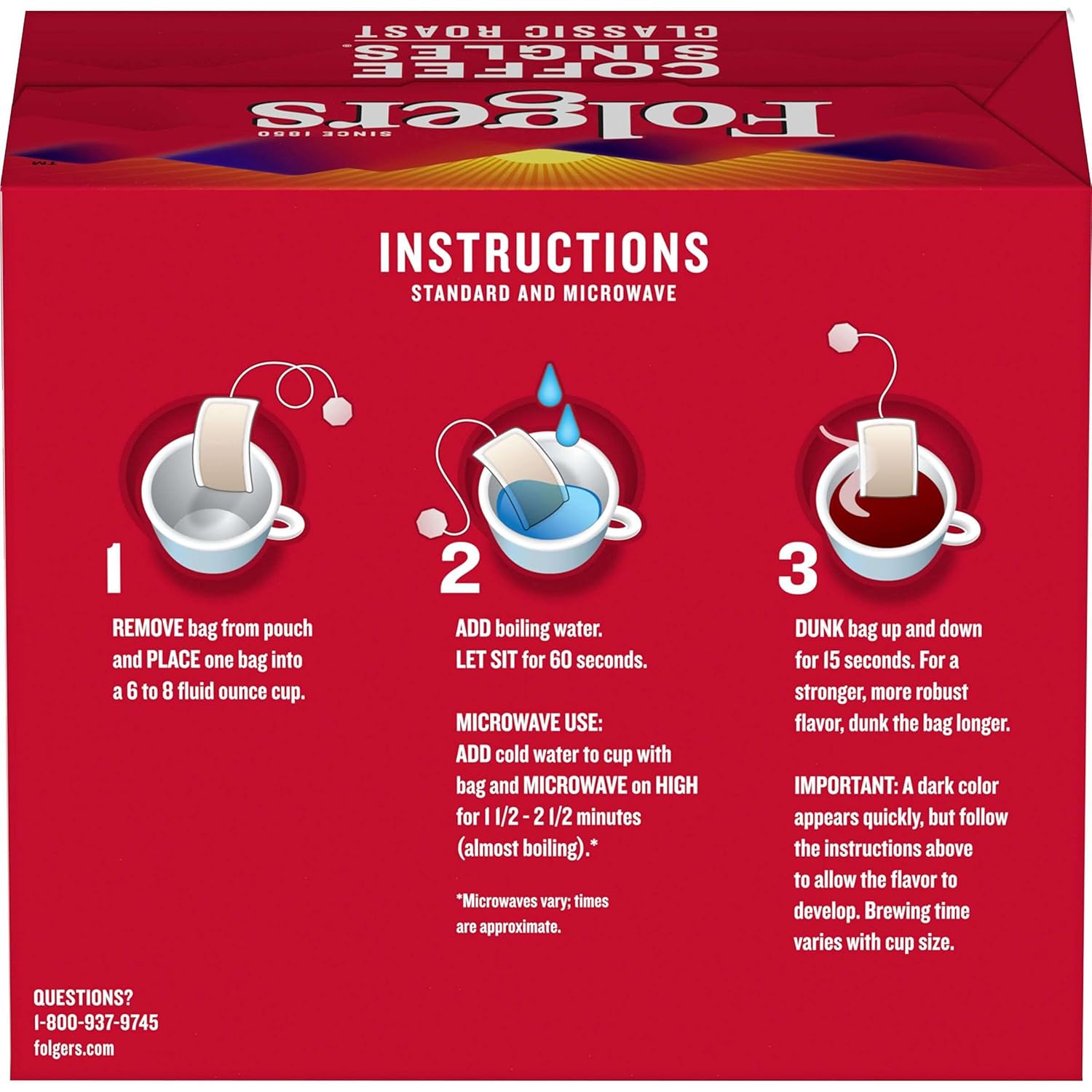 Folgers Coffee Singles Classic Roast-19 Coffee Bags