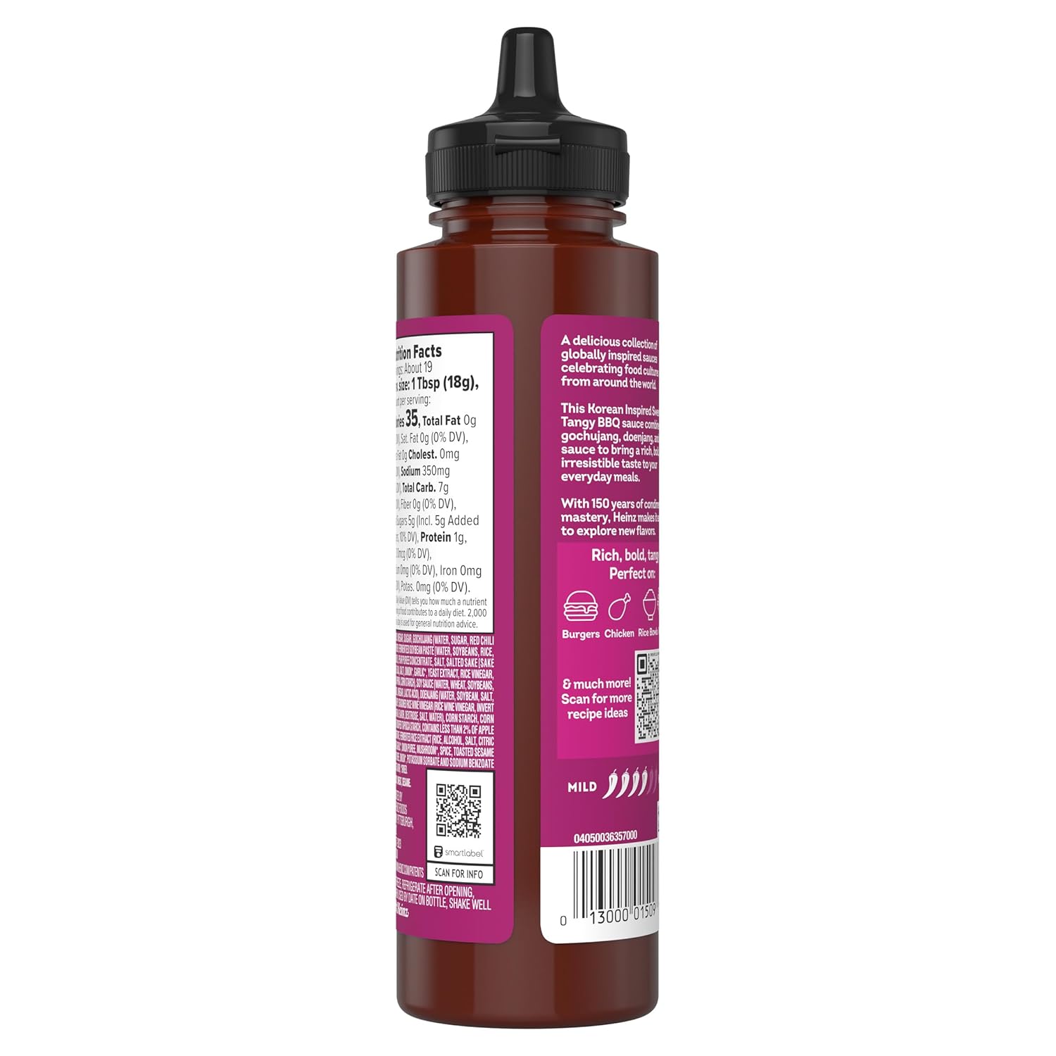 Heinz Flavor Tour Korean Inspired Sweet & Tangy BBQ Sauce, 10 fl oz Bottle