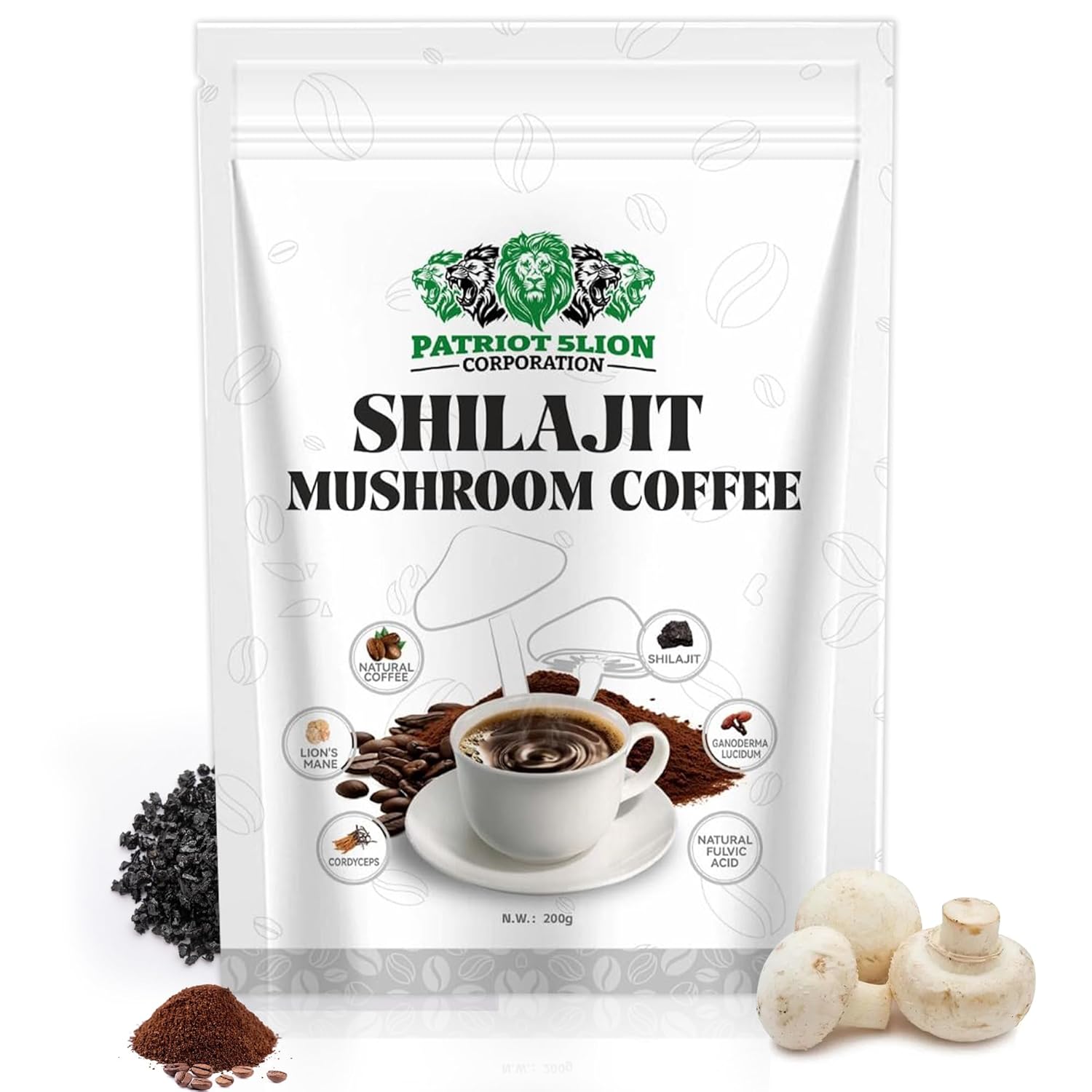 Shilajit Mashroom Coffee, Premium mushroom, Shilajit extract,Keto, Fatigue relief, Natural coffee blend, Lion’s Mane, Immune-boosting, Heart health, Dairy-free, Gluten-free, No artificial flavors
