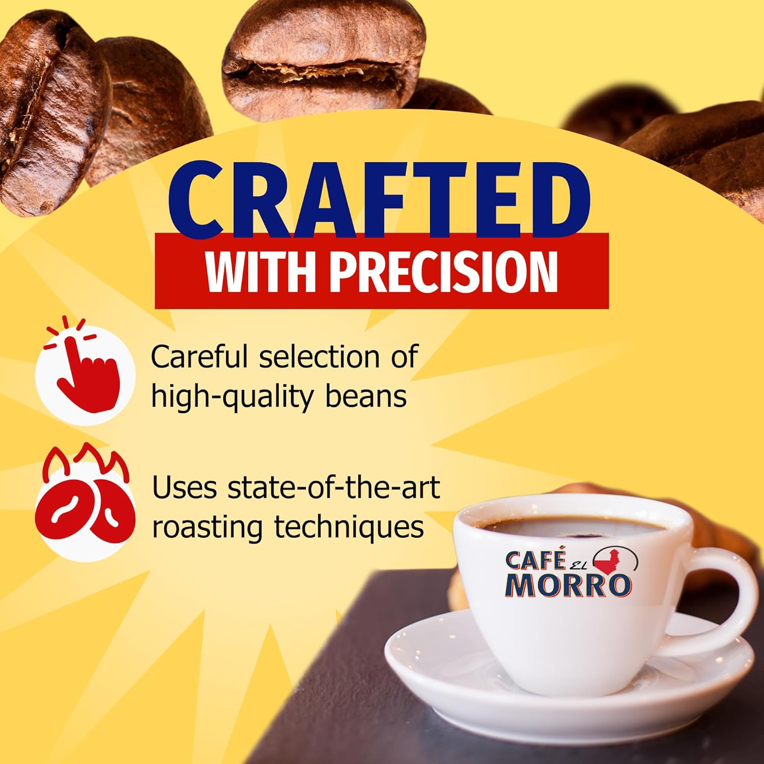 Café El Morro Dark Roast Espresso Ground Coffee, Bulk Coffee, Authentic Puerto Rican Style Coffee, Vacuum Sealed, Ground Espresso Beans, 9 oz (4 Pack)
