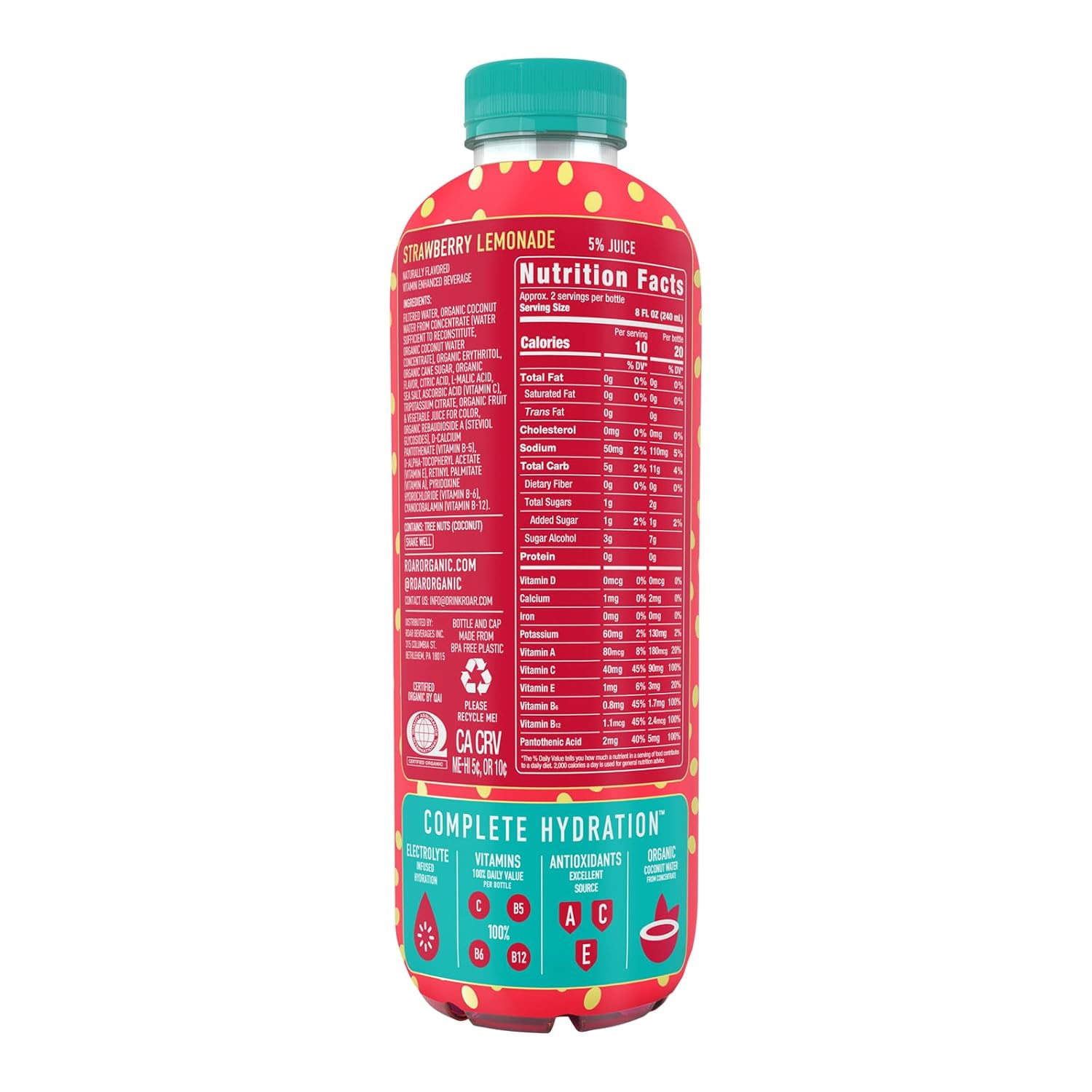 ROAR Complete Hydration Organic Variety Pack - Electrolyte Drinks Loaded with Vitamins C, B5, B12 - Hydrating Beverage Non-GMO, Gluten-Free - 12 pc