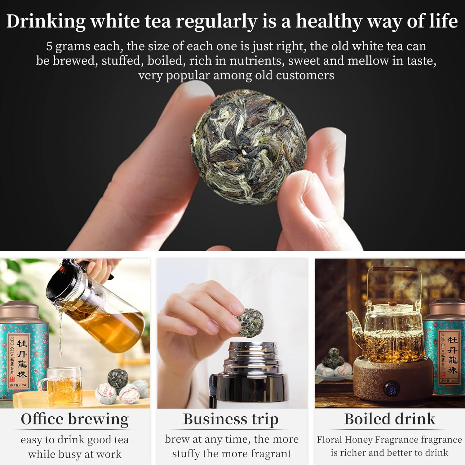 XIXICHA White Tea White Peony Tea 2013 Old White Tea Chinese Tea Fuding Dragon Pearls Tea7oz bai mu dan tea Organic planting-Rich in antioxidants 白茶 白牡丹茶
