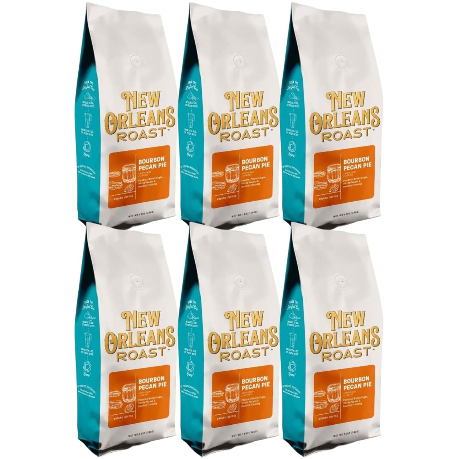 New Orleans Roast - Bourbon Pecan Pie Ground Coffee 12oz (Pack of 6)