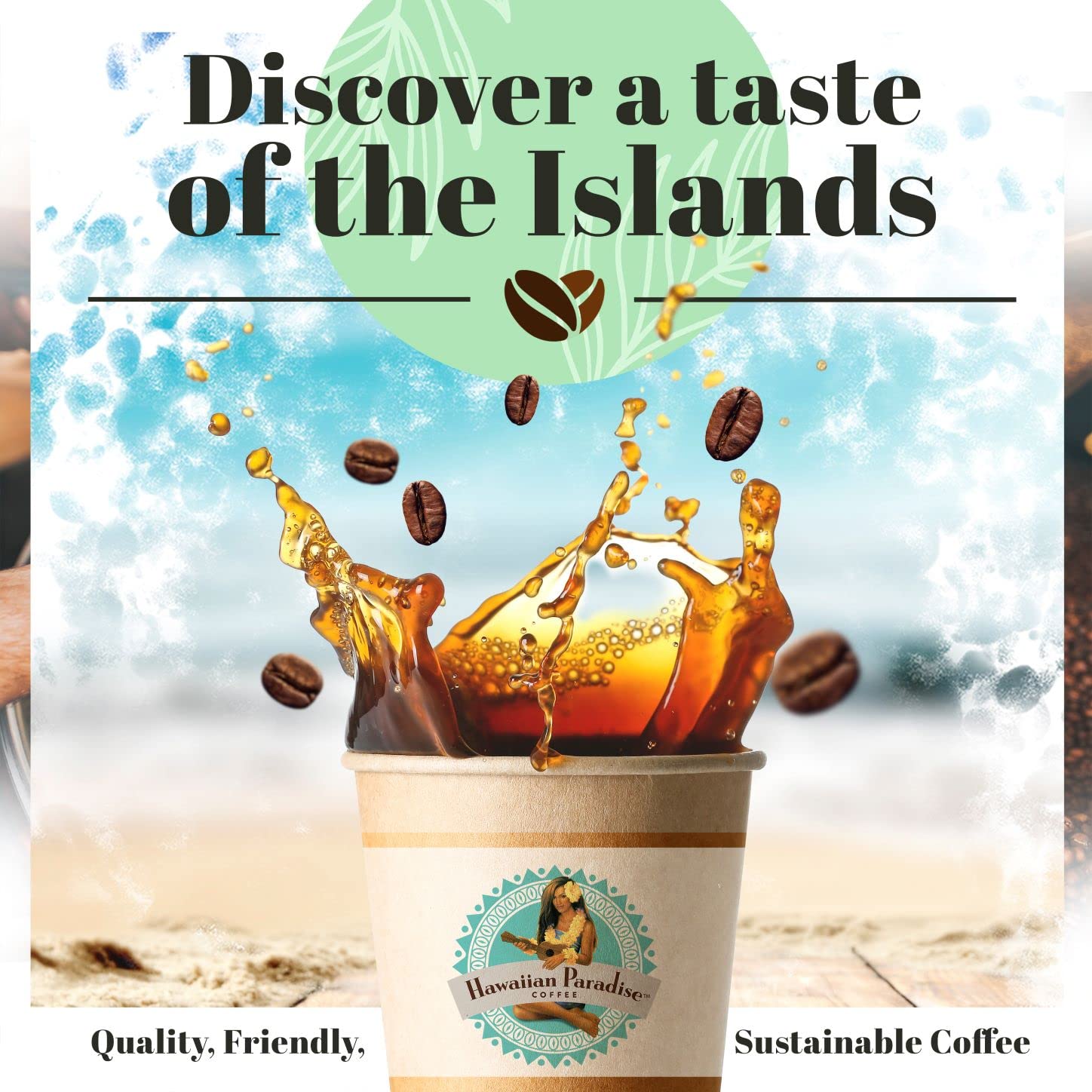 Hawaiian Paradise Coffee Luau Latte Coconut and Macadamia Nut Flavored Coffee- Ground 12oz. Bag - 100% Arabica Beans