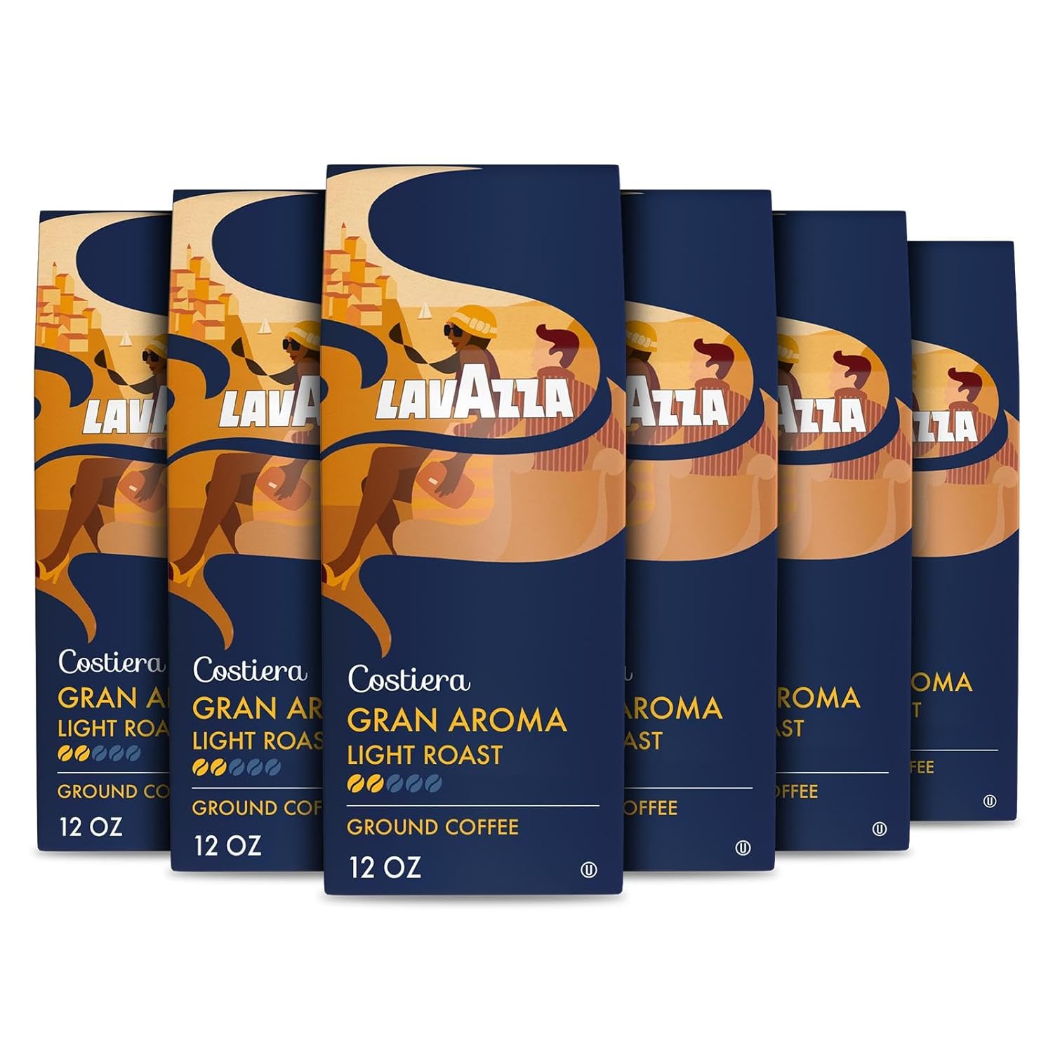 Lavazza Costiera Gran Aroma Ground Coffee 12oz Bag, Light Roast, Smooth and Aromatic Taste, Intensity 2/5, 100% Arabica, Ideal for Drip Brewers, (Pack of 1) - Package May Vary
