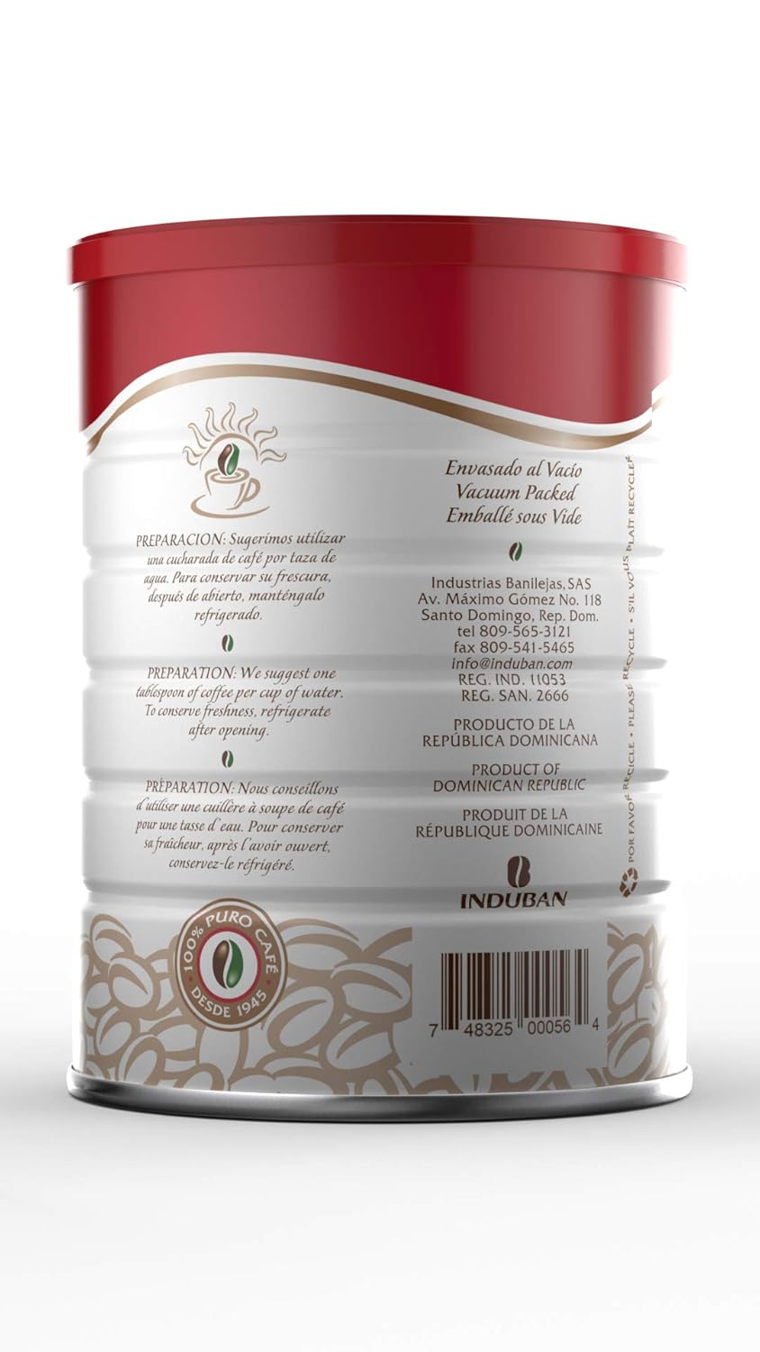 Café Santo Domingo, 10 oz Can, Ground Coffee, Medium Roast - Product from the Dominican Republic (Pack of 2)