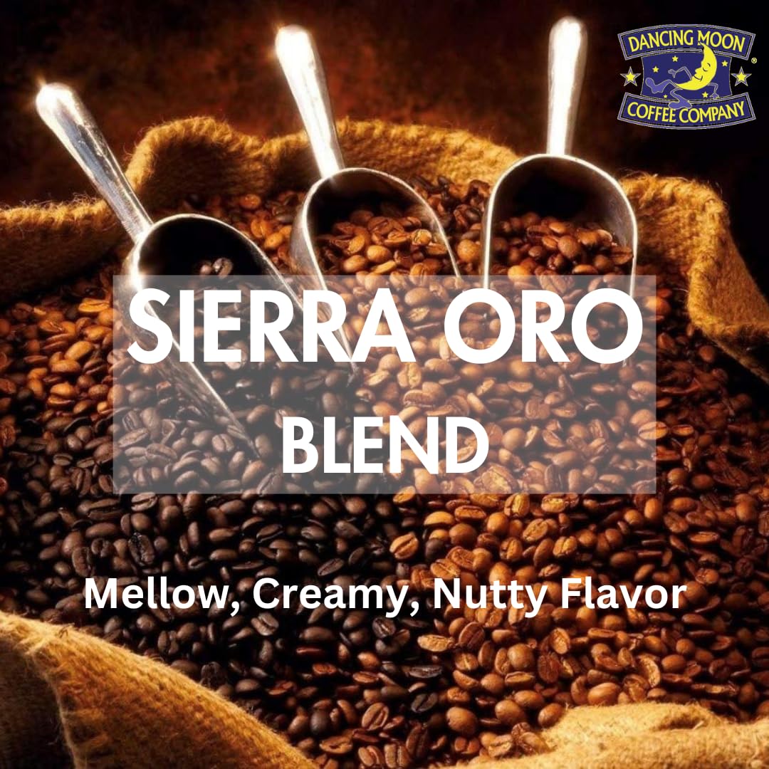 Dancing Moon - Sierra Oro Blend, GROUND Medium Roast Coffee - Smooth, Creamy and Nutty