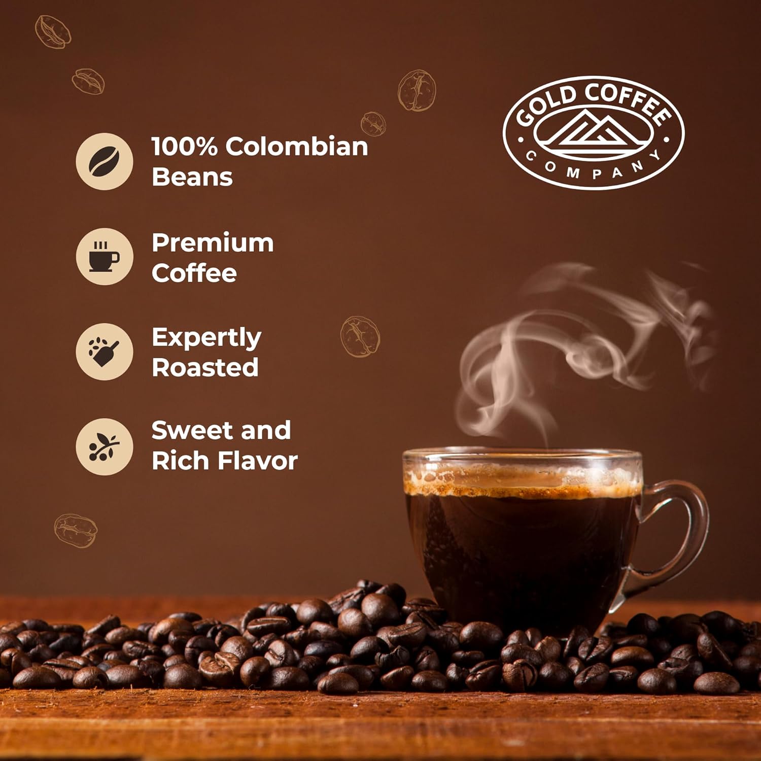 Gold Coffee | Premium Colombia Huila, Medium Roast Ground | 100% Colombian Coffee, 1 lb.