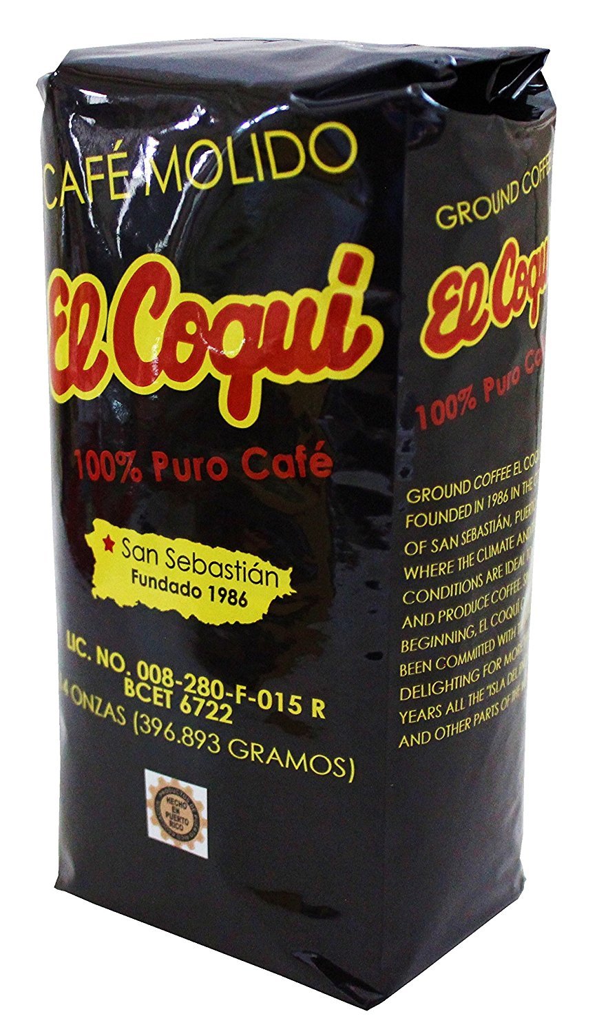 Puerto Rico Cafe El Coqui Ground Coffee Bag 14 Ounce Bag