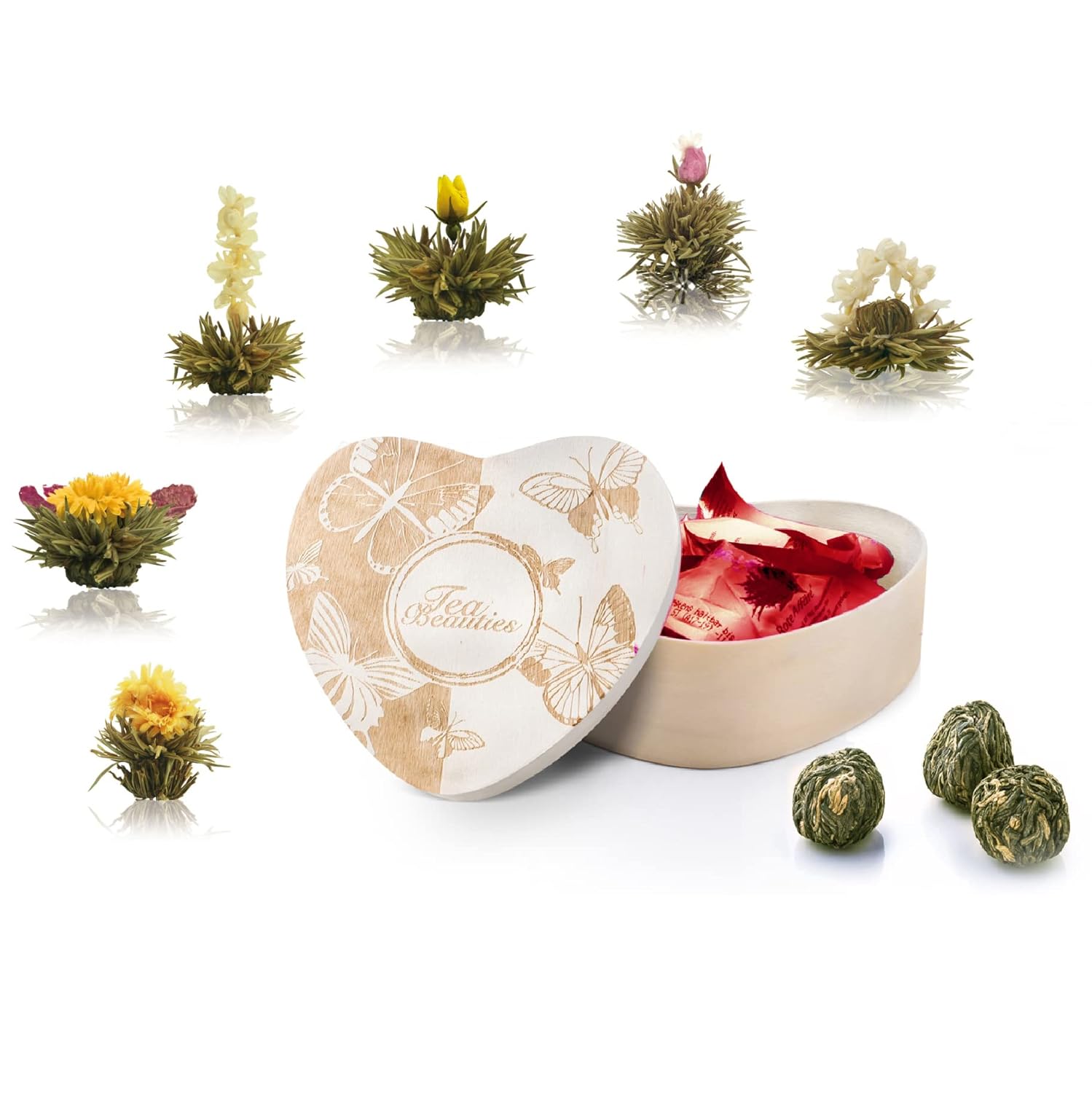 Creano Blooming Tea Mix 6pcs Flowering Tea White Tea in Elegant Magnetic Box with Silver Embossing