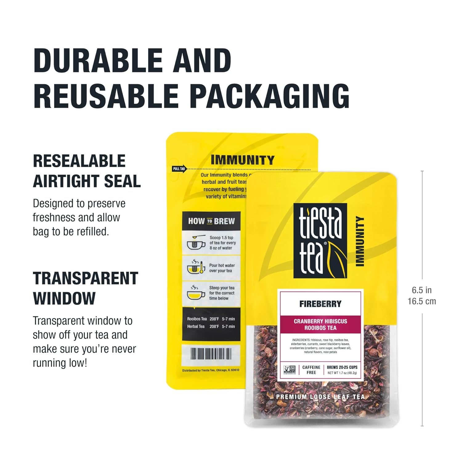 Tiesta Tea - Cranberry Hibiscus Rooibos Tea | Fireberry | Loose Leaf | Herbal Blend with Hibiscus, Cranberry, Currants & Rooibos | Enjoy Hot or Iced | 1.7oz Resealable Pouch, 25 Cups