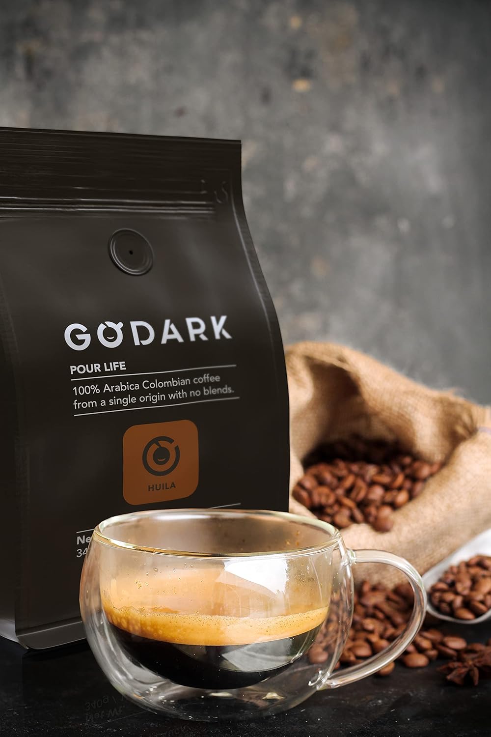 Colombian Caturra Coffee from Huila Region, Buenavista Farm, Medium Roast, 1 bag, Ground.