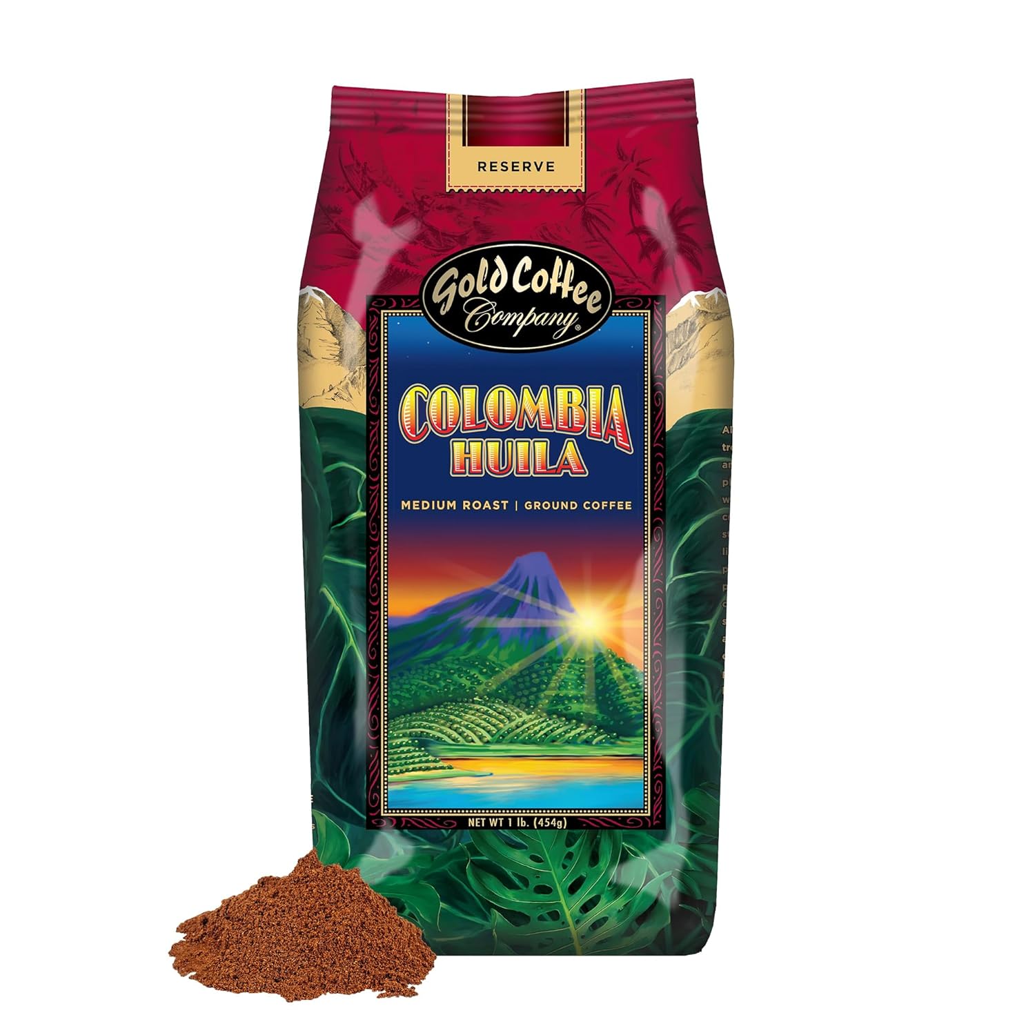 Gold Coffee | Premium Colombia Huila, Medium Roast Ground | 100% Colombian Coffee, 1 lb.