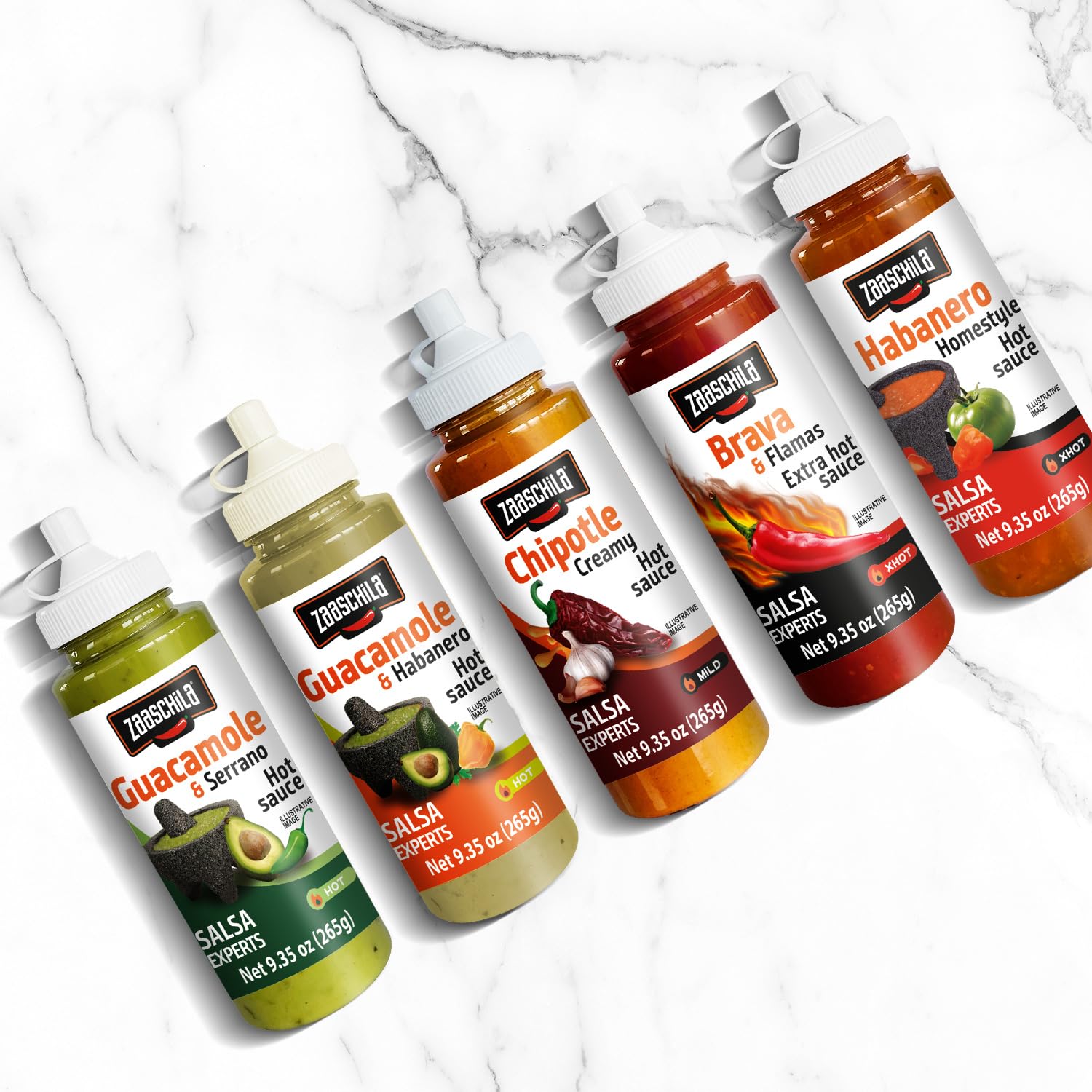 Zaaschila Guacamole & Serrano Sauce - 9.35oz (265g) - Creamy & Spicy Flavor, Perfect for Tacos, Chips, and Dips
