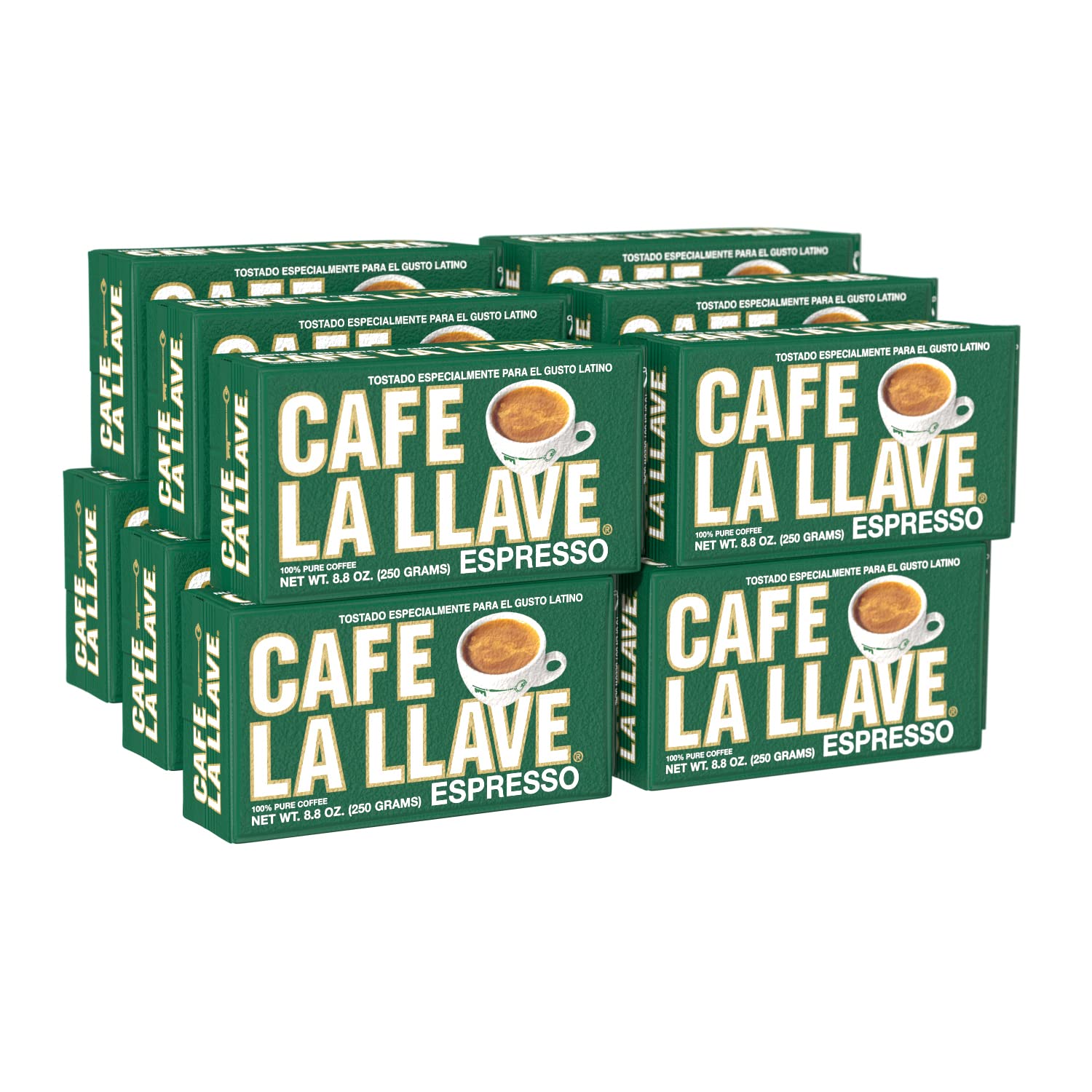 Cafe La Llave Dark Roast Ground Espresso Coffee, 10 oz Brick - Rich and Bold Cuban-Style Blend for Moka Pot, Espresso Machine, or Drip Coffee Maker - Strong, Aromatic Flavor