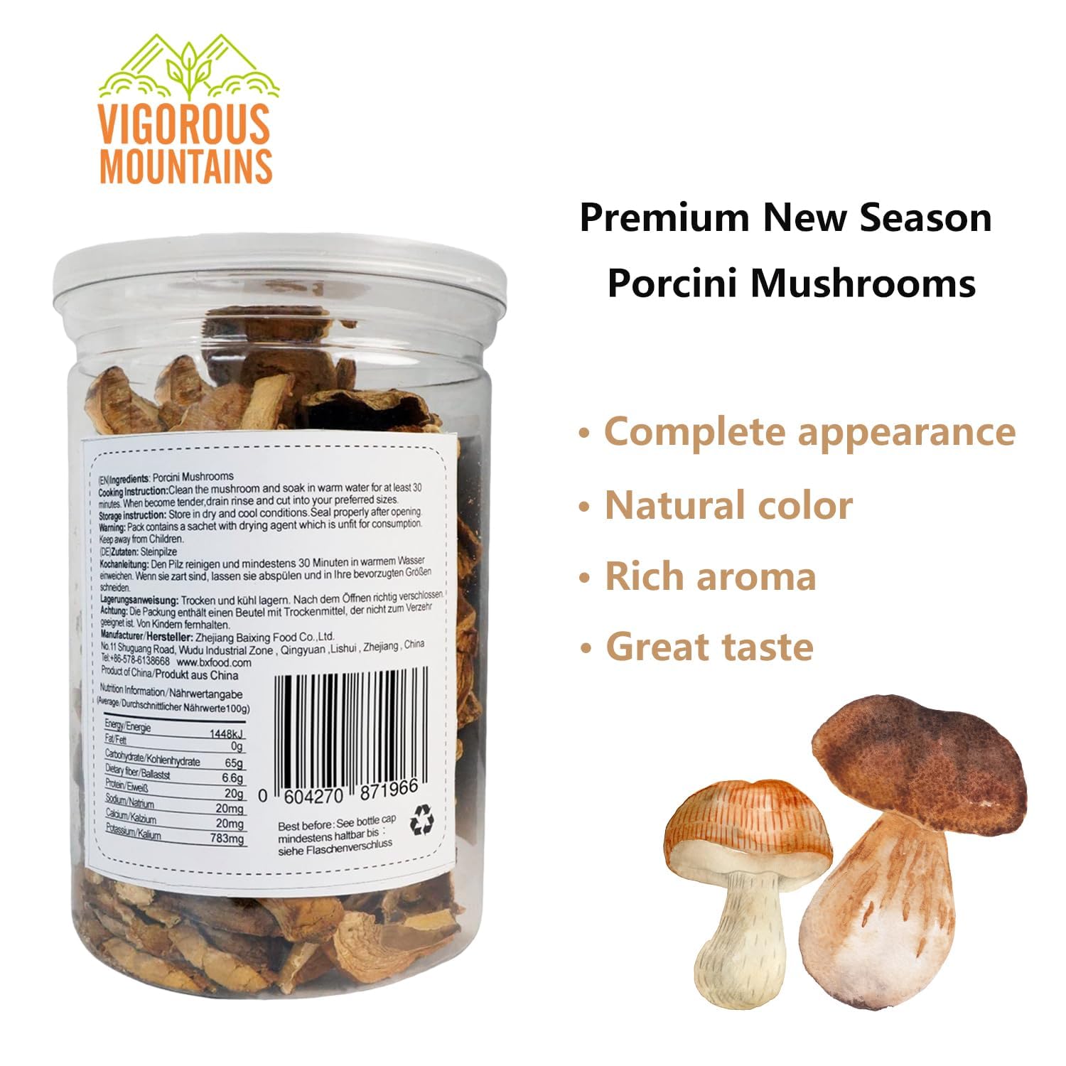 VIGOROUS MOUNTAINS Dried Porcini Mushrooms (3Ounces)
