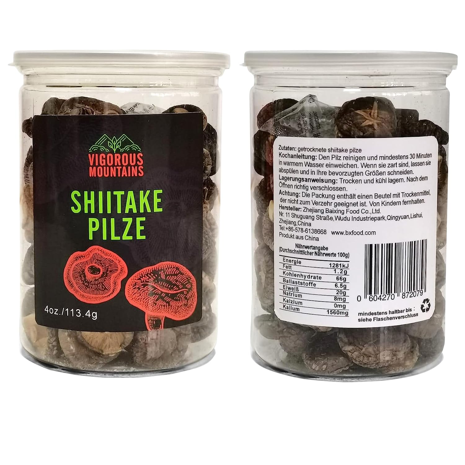 VIGOROUS MOUNTAINS Dried Shiitake Mushrooms for Cooking, 2-3CM Dehydrated Mushrooms, Dry Fresh Vegan No Fumigation Sulfur (4Oz)
