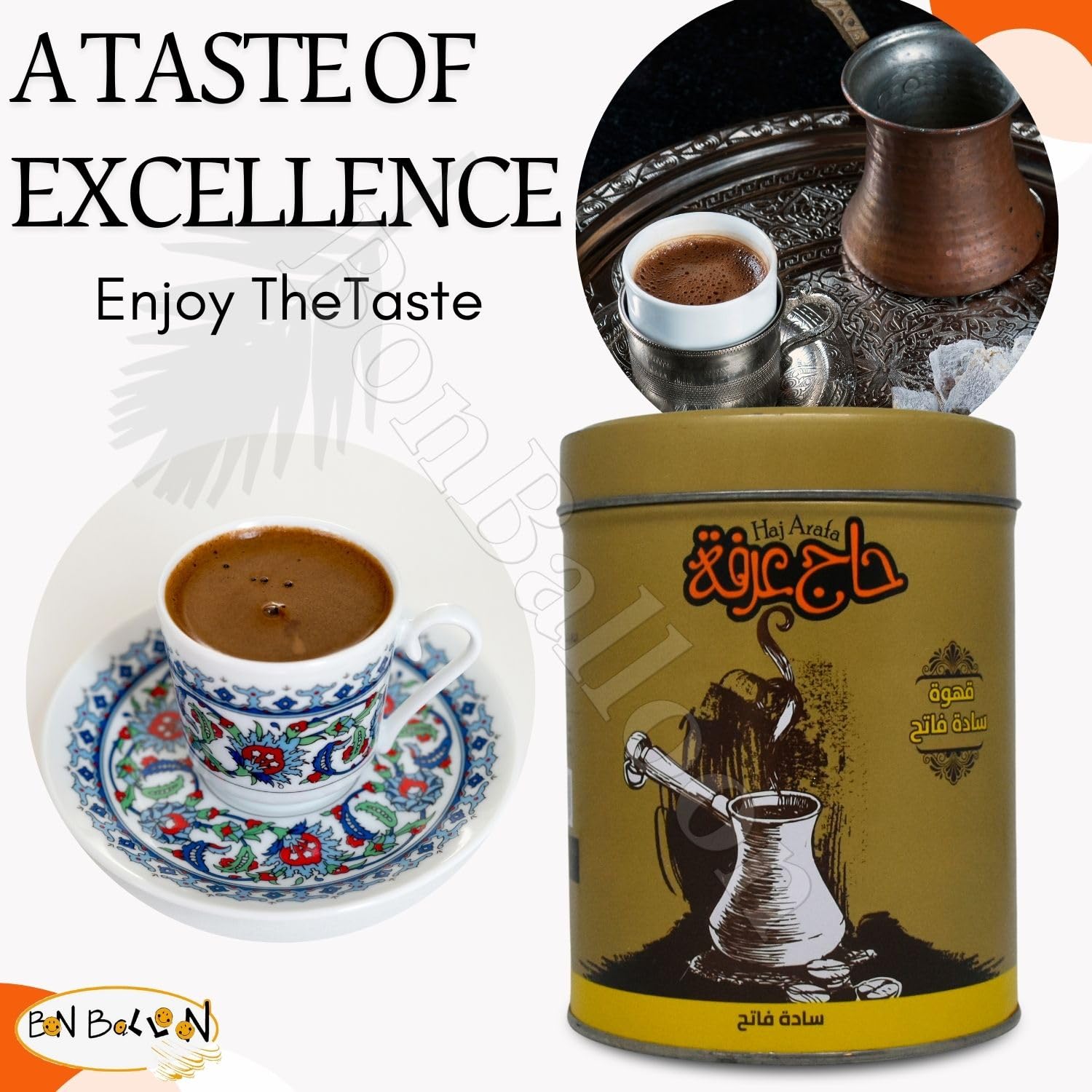HajArafa Haj Arafa Plain Light Roast Coffee Premium Roasted Ground Caffe Arabica Oriental Rich Arabian Pure Arabic Original Enjoy Taste Cafe Halal (1 Pack = 8.82 oz / 250 gm) حاج عرفة قهوة ساده فاتح