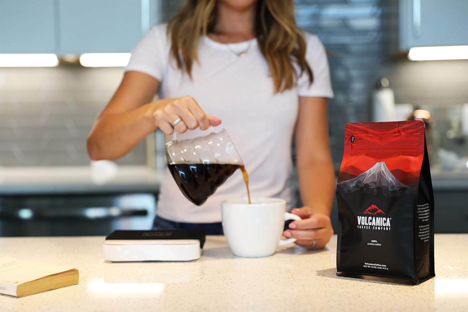 Volcanica Coffee, Dark Roast Coffee, Ground, Fresh Roasted, 16-ounce