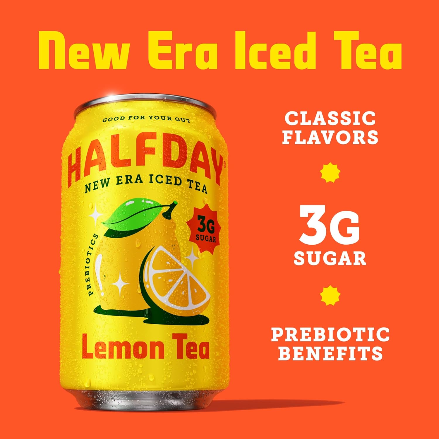 HALFDAY Prebiotic Iced Tea Lemon, Peach, Raspberry and Green Tea with Honey & Ginseng Variety Pack, Gut Health, Plant Fiber & Prebiotics, Low Sugar, 35 Calories, Natural Caffeine, 12 fl oz (12 pack) Packaging May Vary