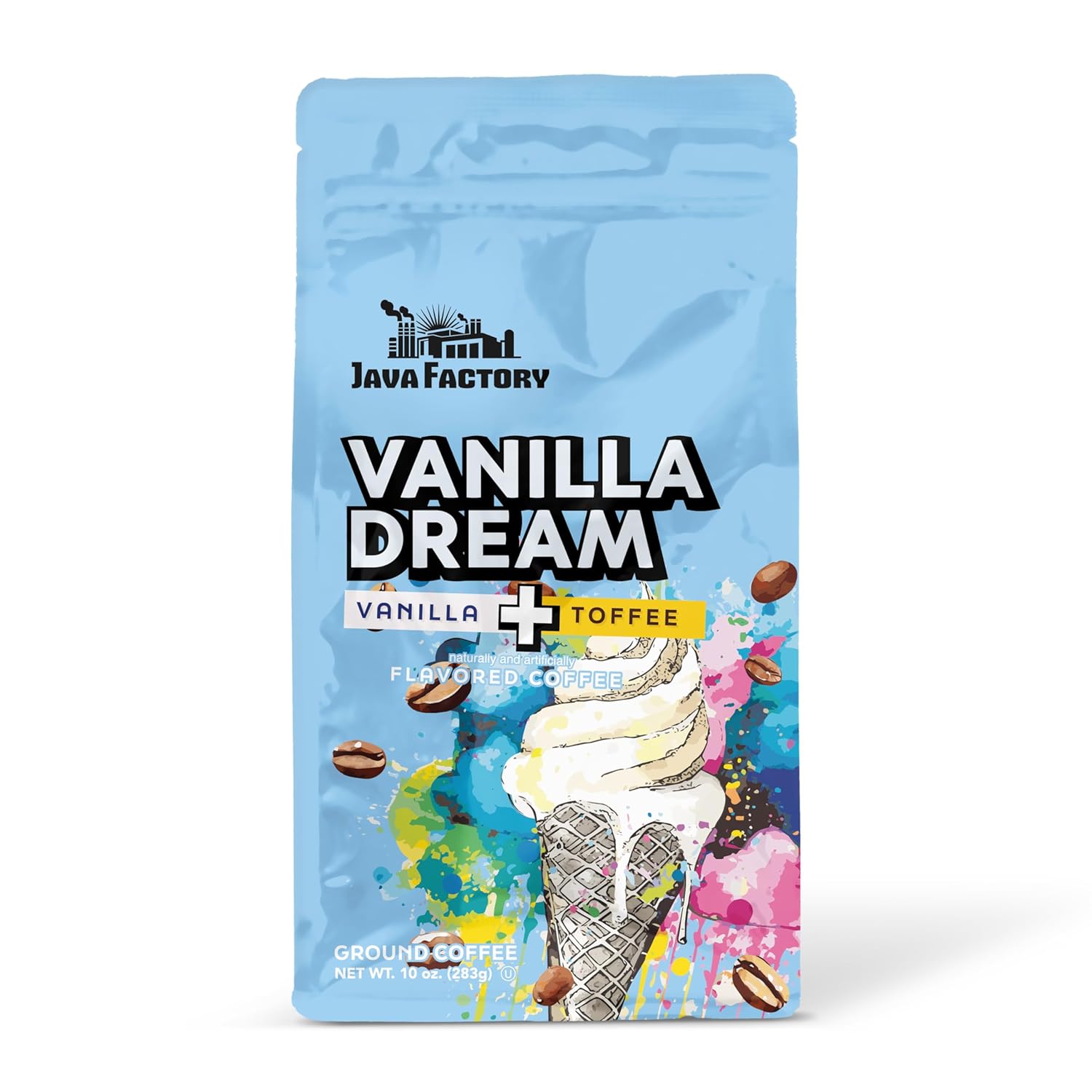 Java Factory French Toast Flavored Ground Coffee Bag – Cinnamon and Maple Brew, Made with 100% Arabica Beans - Flavor Enhanced, 10 Oz