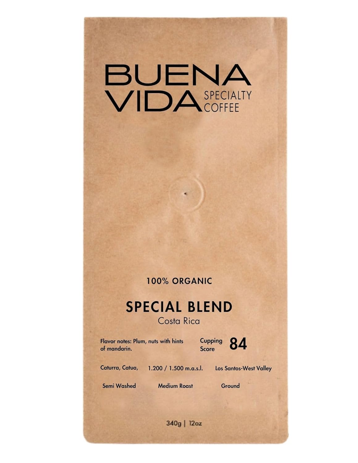 Buena Vida Specialty Coffee - Costa Rica Organic Coffee, Regenified, Kosher, USDA Organic, Special Blend (12 oz, Ground)