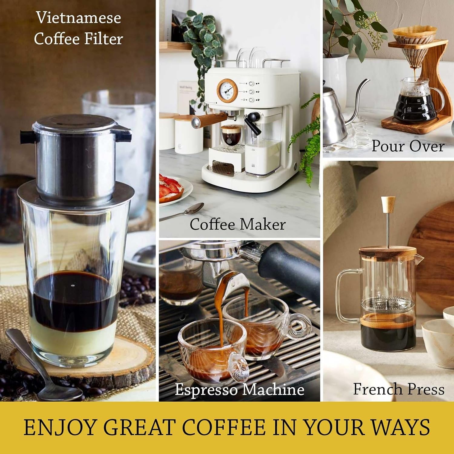Broyé Medium Roasted Ground Coffee, Vietnamese coffee ground, ground coffee medium roast of Arabica and Robusta Coffee, Vietnamese Ground Coffee for Cold Brew and Espresso, Strong Flavor (10.5 Oz Bag)